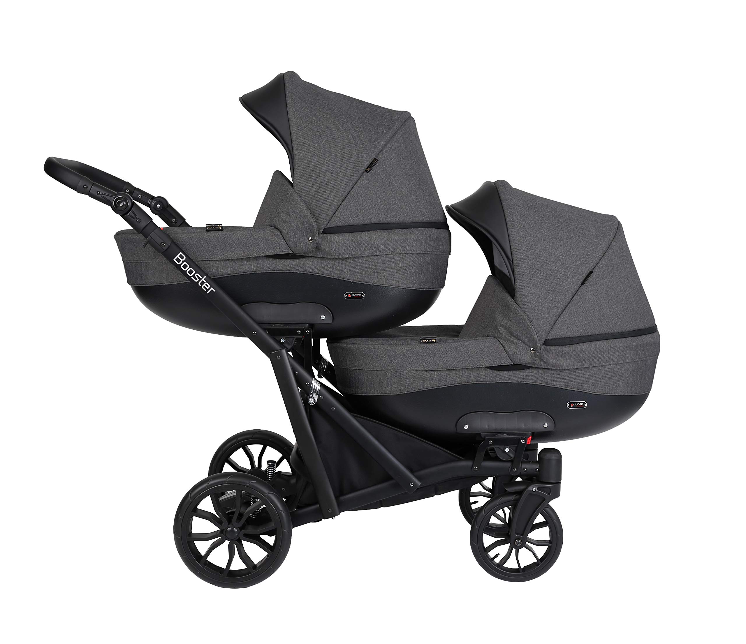 Poussette jumelle 3 en 1 KUNERT Cosmo nacelle landau siège auto graphite