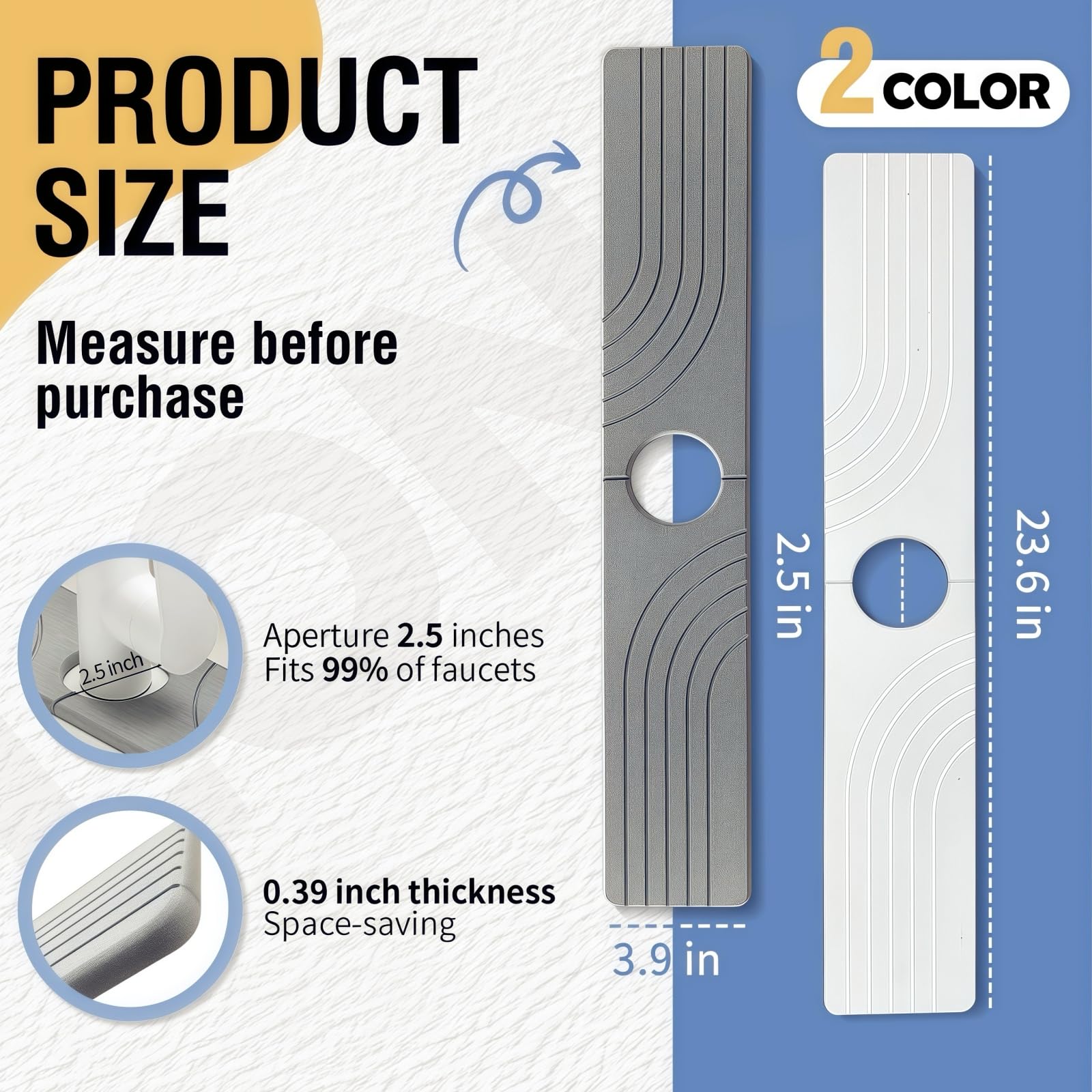 Faucet Mat for Kitchen Sink, 23.6