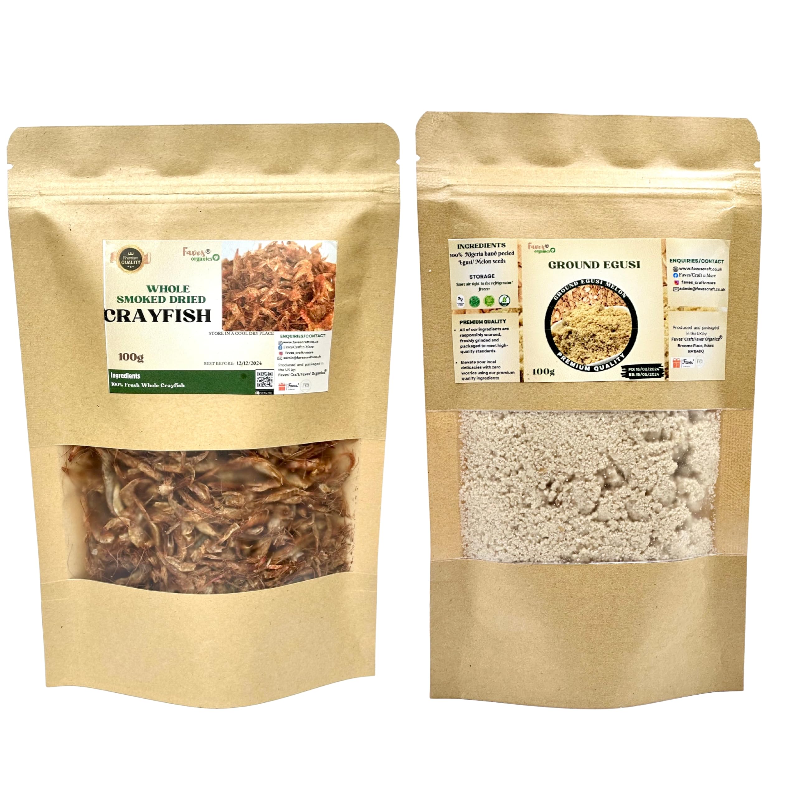 Premium Whole Smoked Crayfish, Perfect for Traditional Soups, Egusi, Afang, Vegetable, Clean, Stone-Free (100g Whole Crayfish + 100g Egusi)