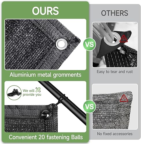 Miniatura 9 de FOTMISHU Tela de protección solar antienvejecimiento de 75% a 80% de malla solar de 10 x 13 pies, red resistente a los rayos UV, lona de malla para