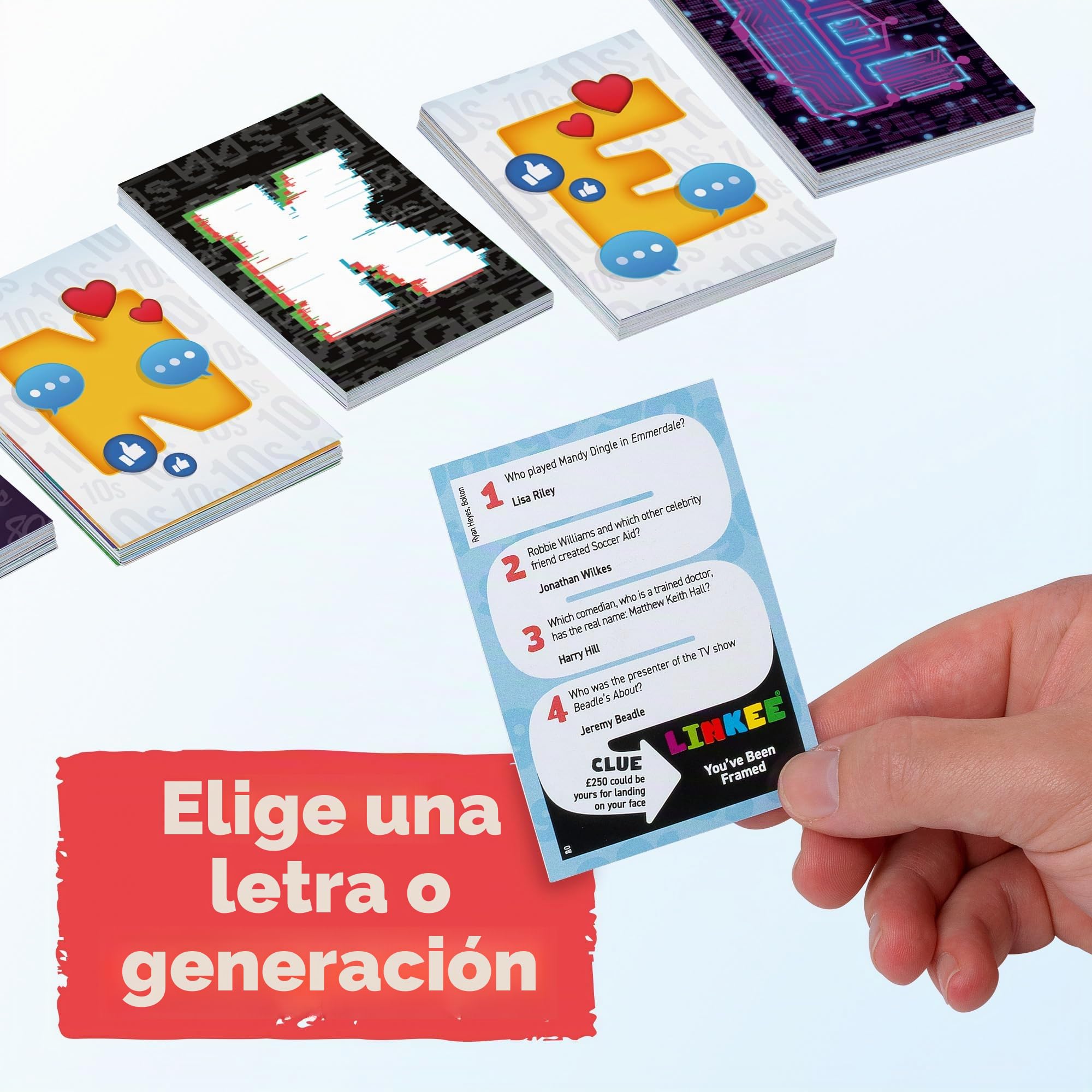 Ideal | LINKEE Generations Juego de Preguntas de Trivia de décadas: Cuatro pequeñas Preguntas con un Gran Enlace. 1970, 80, 90, 00 a 2020 Adolescentes, Adultos y familias, más de 3