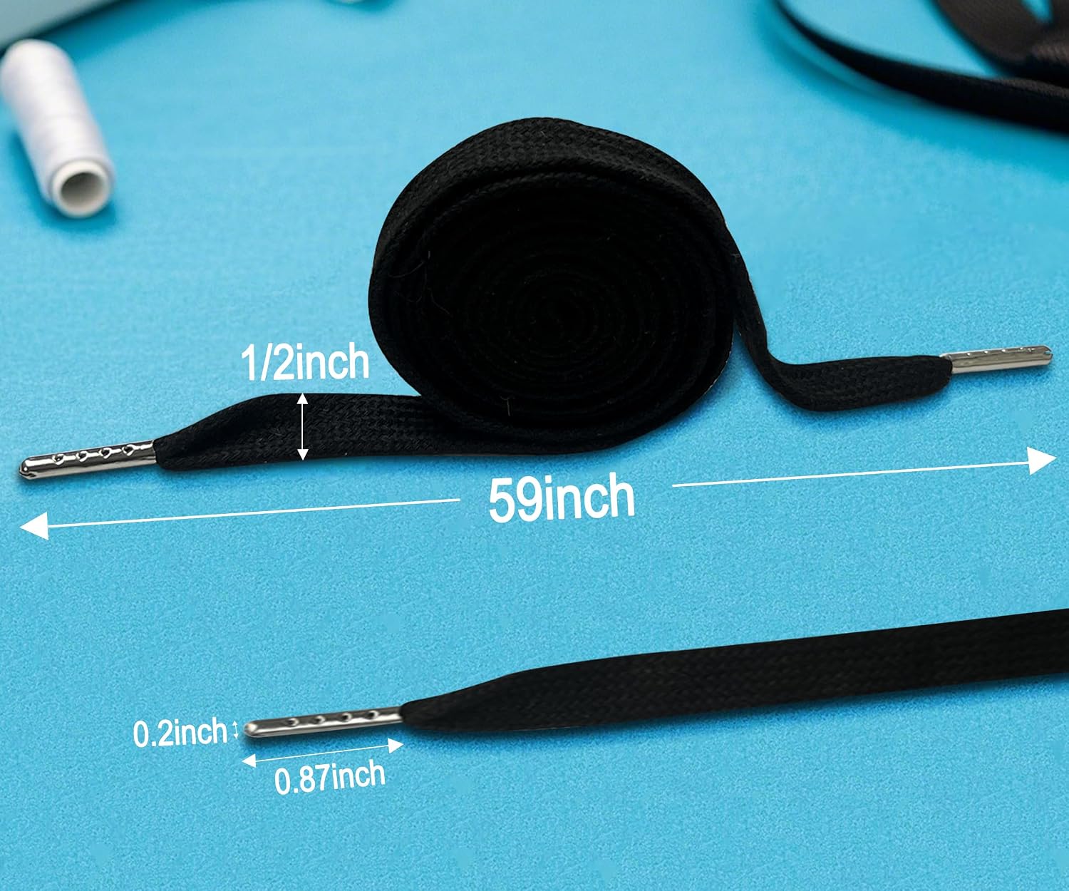 1/2" x 59" Flat Drawstring Cord with Easy Threader Drawstring Replacement for Sweatpants Pants Hoodie Shorts Jackets Trunks (8Pcs Black/White)