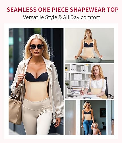 Miniatura 5 de Gotoly Chaleco de compresión para mujer con control de abdomen, faja de compresión invisible