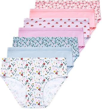 Lucky & Me Gracie Girls Briefs, 100% Organic Cotton Underwear, 7 Pack