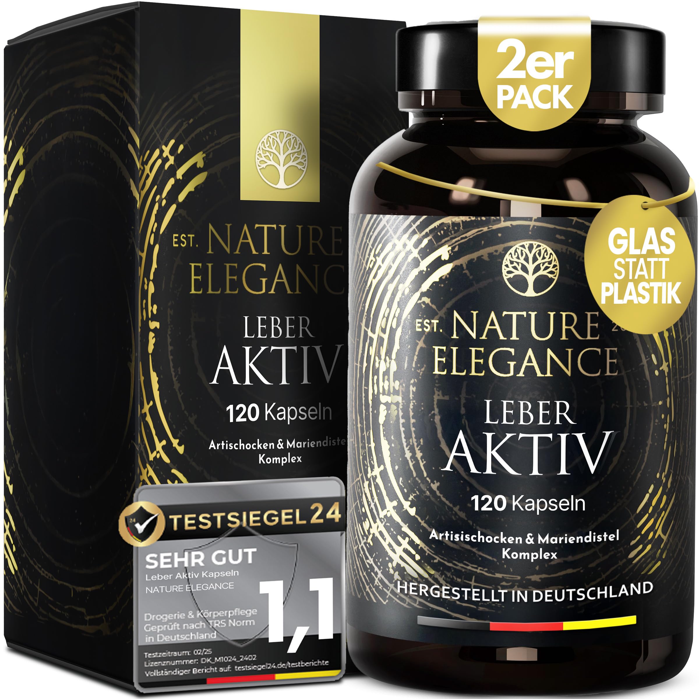 NATURE ELEGANCE Leber Komplex – Hochdosierte Mariendistel Kapseln mit Artischocke, Löwenzahn, Curcuma, Desmodium & Cholin – Vegan & laborgeprüft - produziert in Deutschland