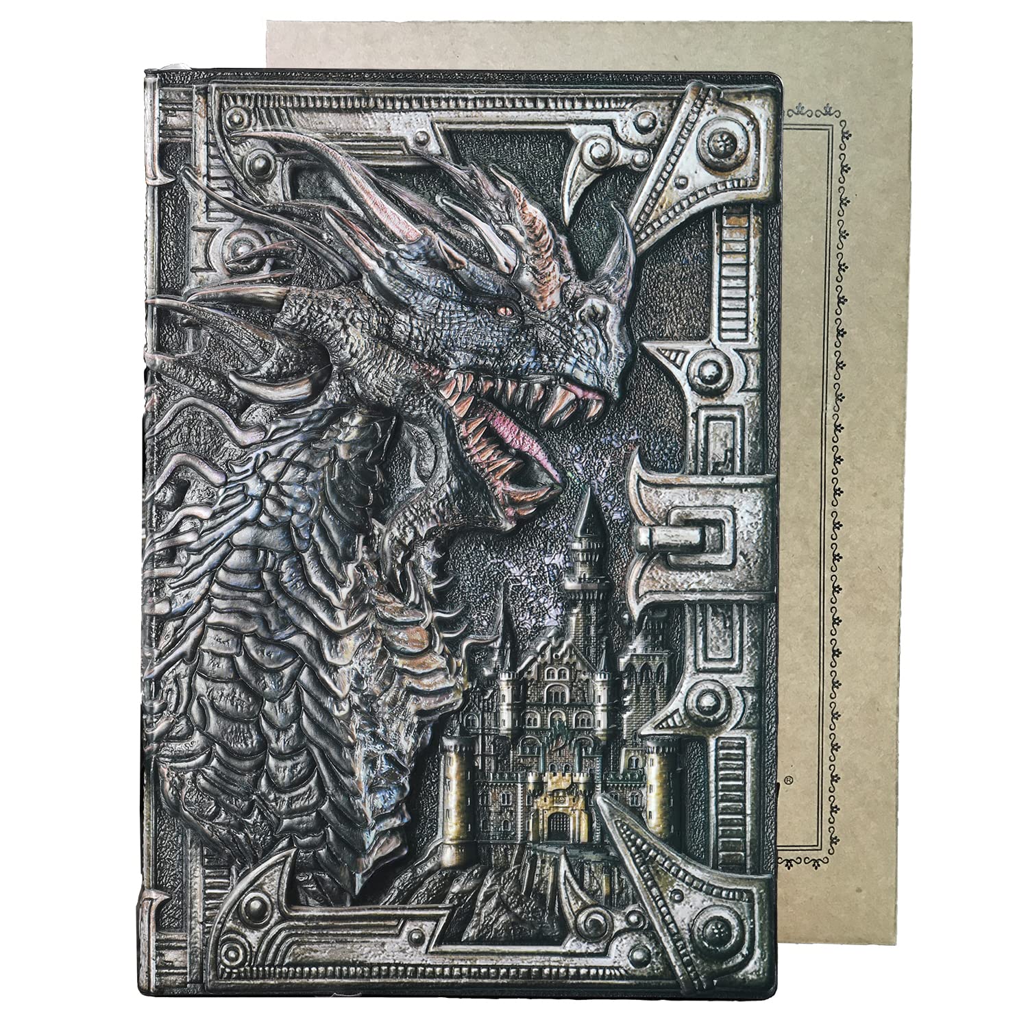 YHH A5 Notebook Lined for Women Men, Vintage Leather Journal Hardcover, Embossed, 200 Ruled Pages, Thank You Gift for Teacher, Xmas Birthday Friendship Present for Friend Colleagues Dragon2 Colorful