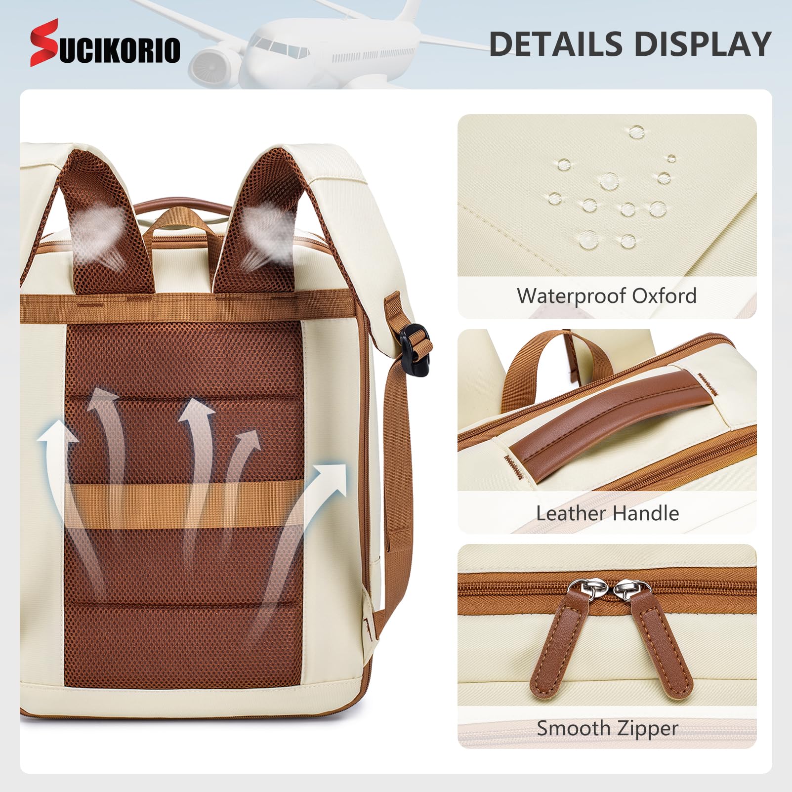 40x30x15cm British Airways Air France Expansible 5cm 40x30x20cm Wizzair Vueling Mochila Viaje Cabina Avion, Impermeable Mochilas Equipaje de Mano Mochila Ordenador Portatil 15,6 Pulgadas