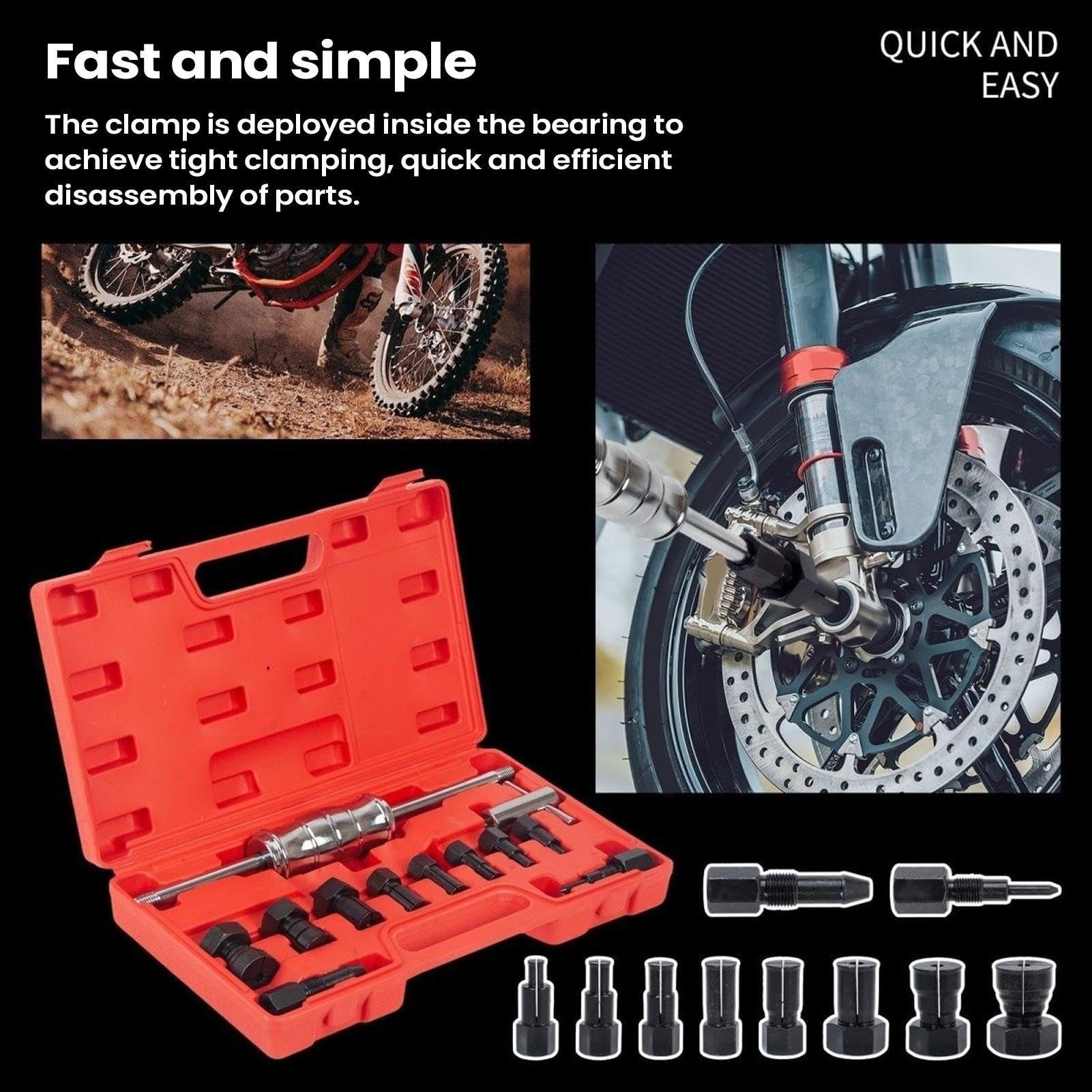 Kit Estrattore Cuscinetti Attrezzo In Metallo Per Impieghi Pesanti | Attrezzo Rimozione Cuscinetti Per Riparazione E Manutenzione Di Auto Moto Ruote Fori Ciechi Motore, Da Officina Meccanica