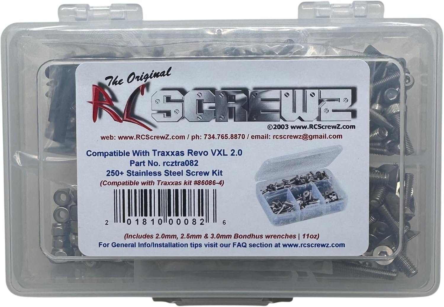 tra082 - Traxxas Revo VXL 2.0 (86086-4) Compatible Stainless Steel Screw Kit