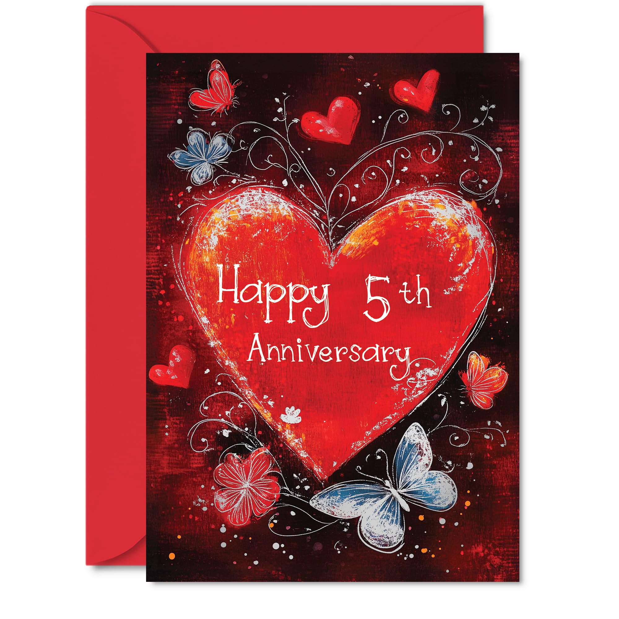 Beautiful Silver 5th Anniversary Cards for Women and Men, Love Heart