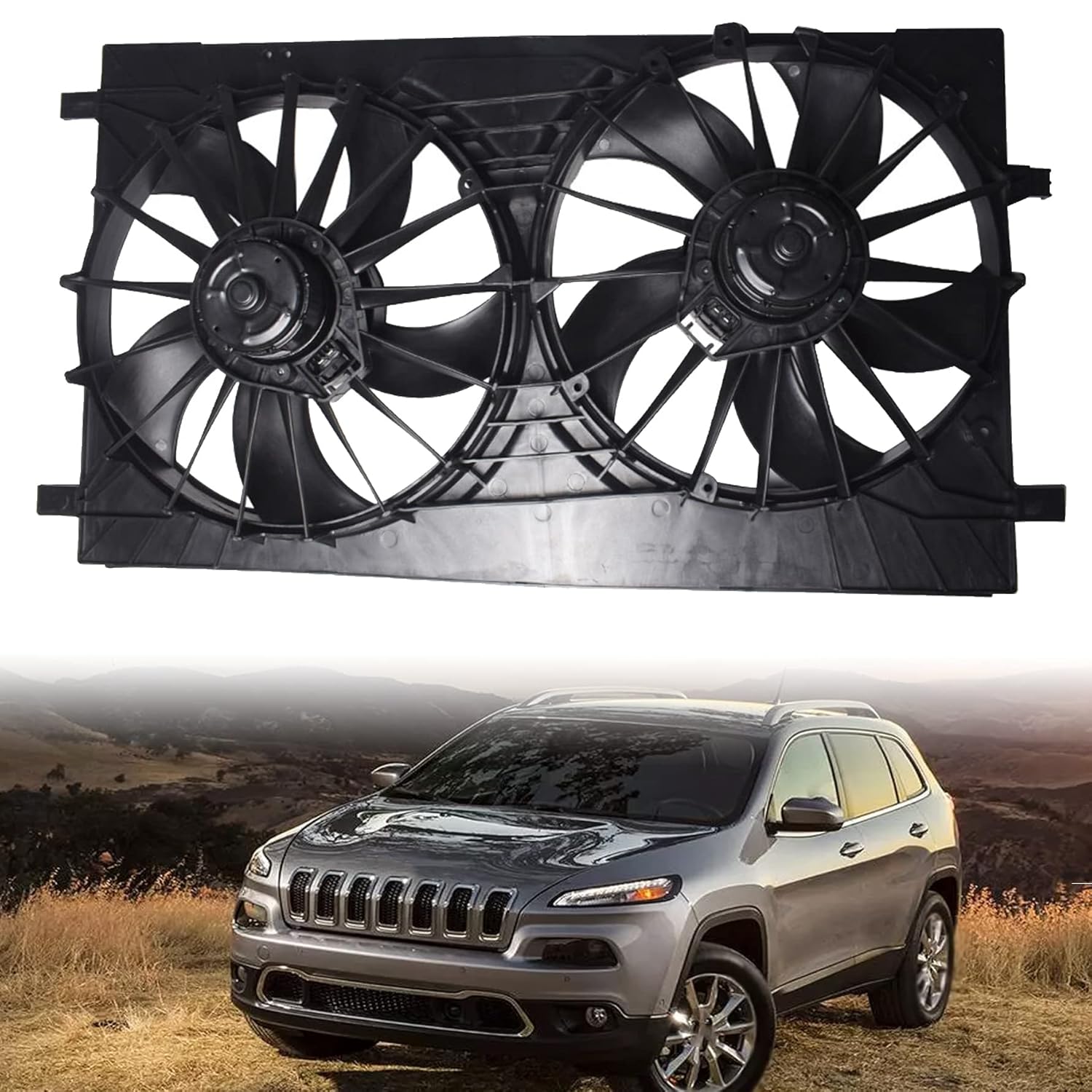 munirater Engine Radiator Condenser Cooling Fan Assembly Replacement for 2007-2017 Caliber/Patriot/Avenger/Compass 621-029 CH3115152 68004051AA 68031872AA