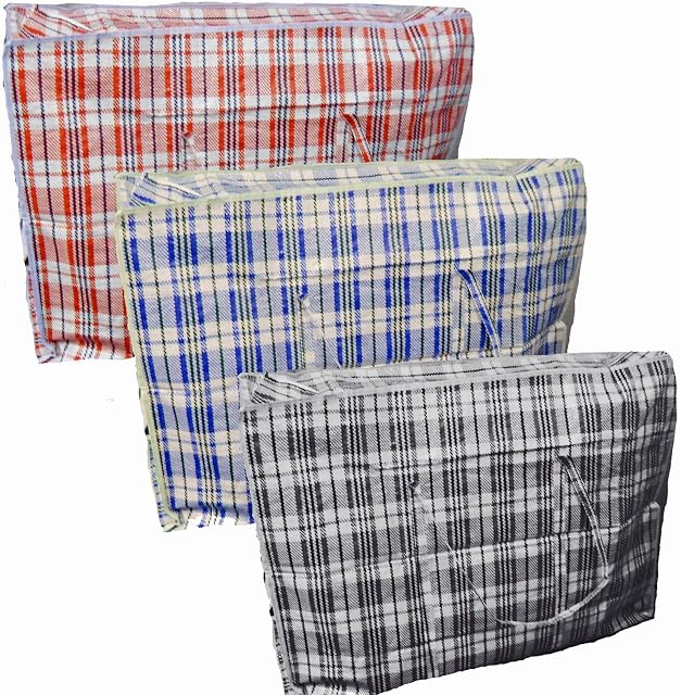 Grids London Ltd 10 Laundry Bags Shopper Zipped Reusable LARGE Strong Shopping/Storage/Moving Bag Zip