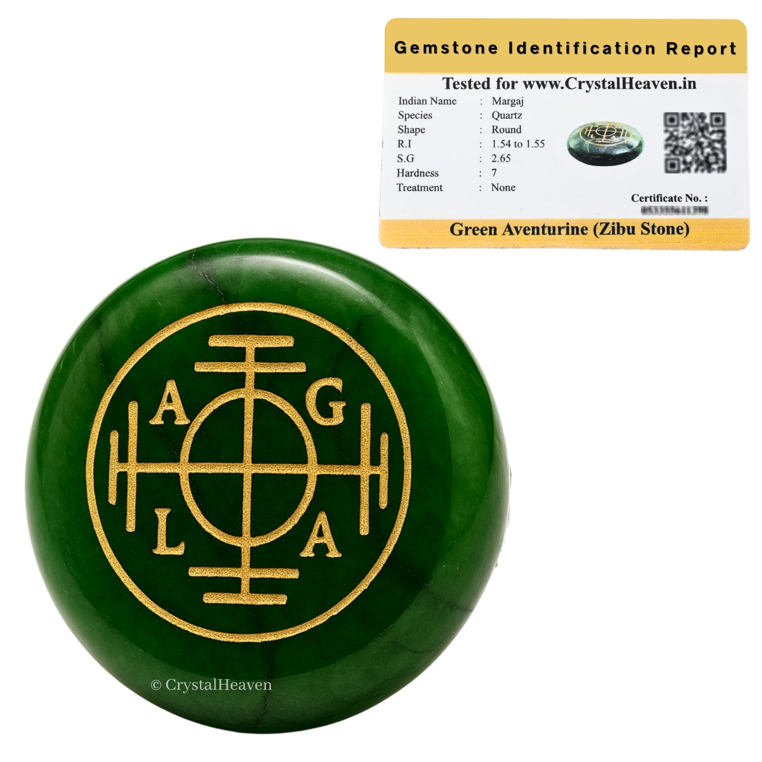 Certified Green Zibu Symbols Crystal for Money - Lucky Stone