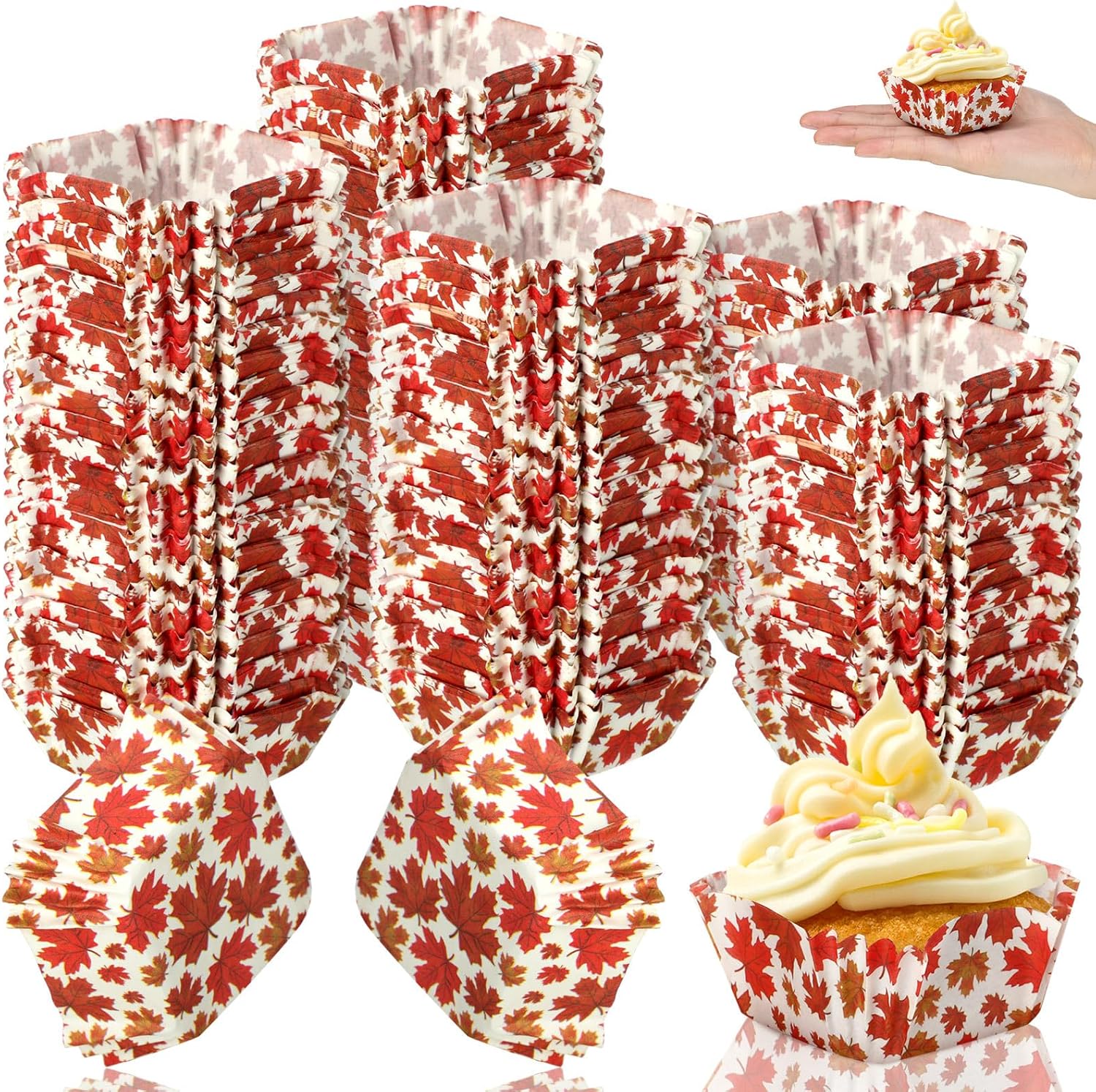 Sliner 350 Pcs Disposable Paper Square Cupcake Liners Maple