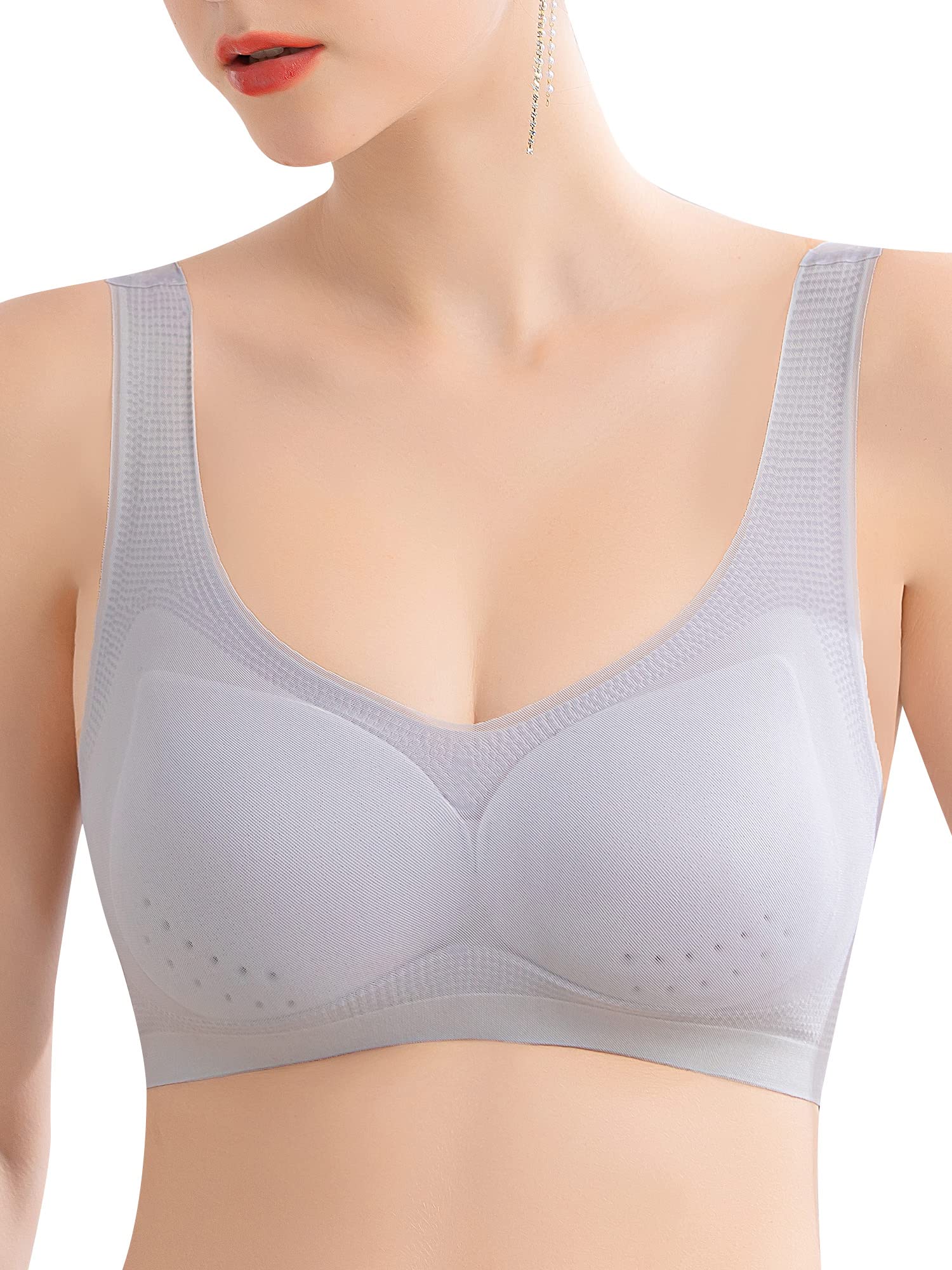 PepiskyPepisky Women Soft Bra Thin Padded No Underwire Plus Size Bras for Lounging Sleeping Yoga