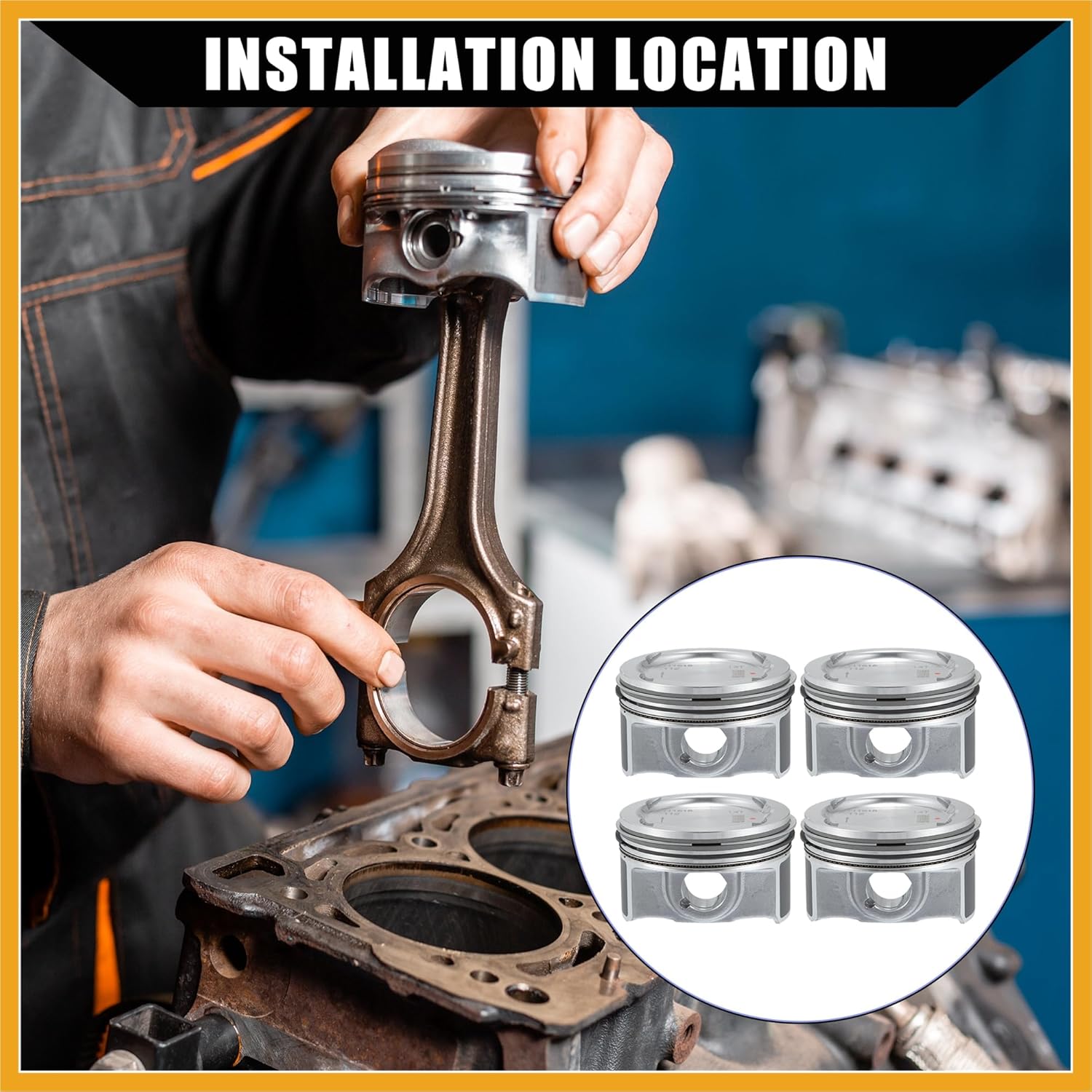 No.25198520 / Inner/Engine Piston and Pin and Snap Ring for Chevy Cruze 1.4L L4 2011-2016 / Piston Rings Kit/Metal / 1 Set/Silver Tone Replacement