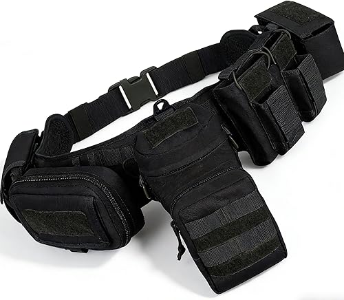 YAKEDA - Cinturones de batalla 5 en 1, cinturones de servicio policial, tácticos, acolchados, cinturón de servicio policial con bolsas