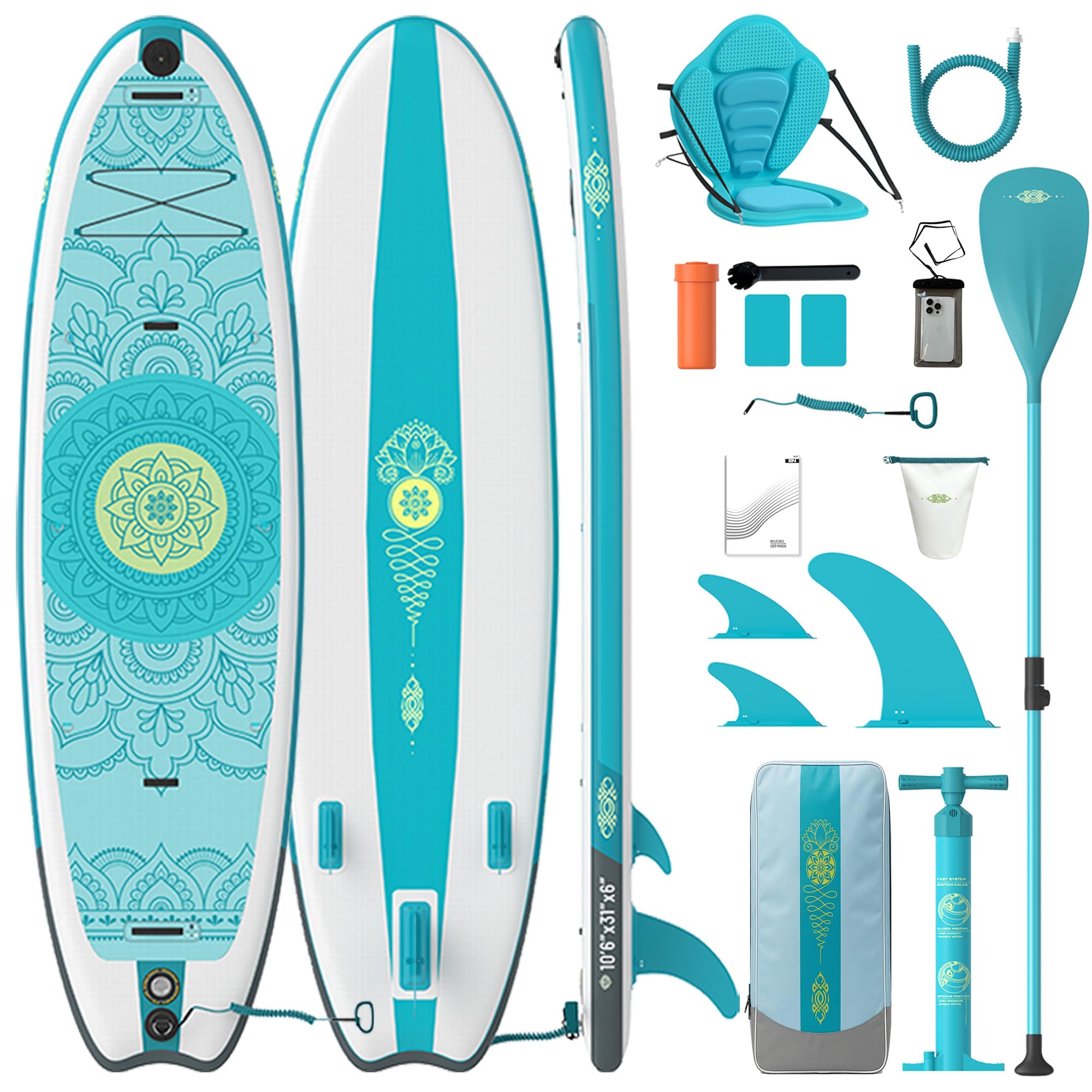 Devoko Tabla Paddle Surf Hinchable 330cm 2 en 1 con Kayak Hinchable Plazas y Accesorios hasta 130kg para Surf, Pesca, Yoga