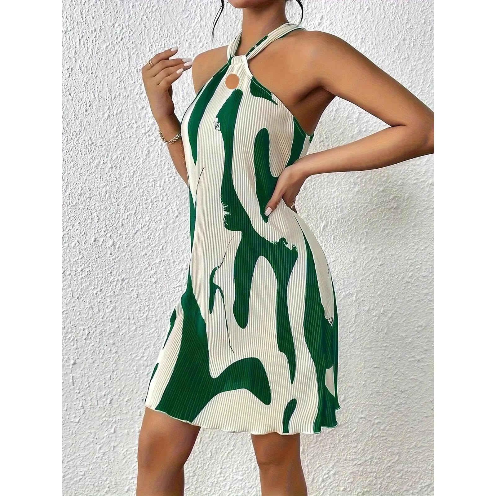 Damenkleid Damen Frühling und Sommer Bedruckt schulterlose schnürte Schnürung locker