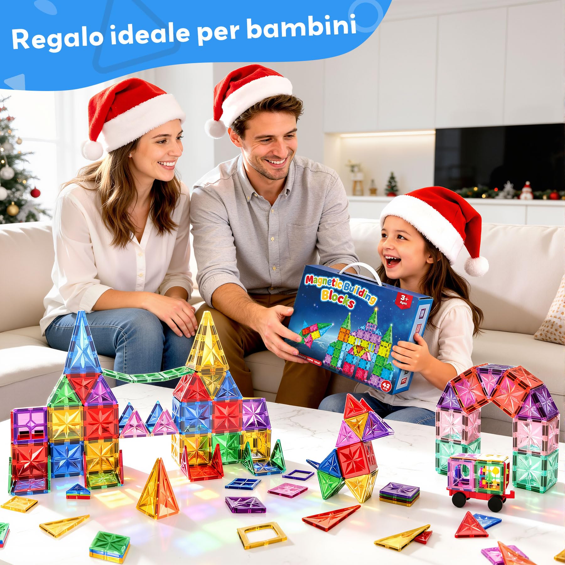WOOBLO Blocchi Magnetici,Giocattolo Magnetico STEM Montessori 3+,Giocattolo Magnetico per Bambini 3-5 Anni, Giocattolo di Apprendimento Sensoriale,Regalo per Bambini e Bambine 42 Pezzi Rimovibile