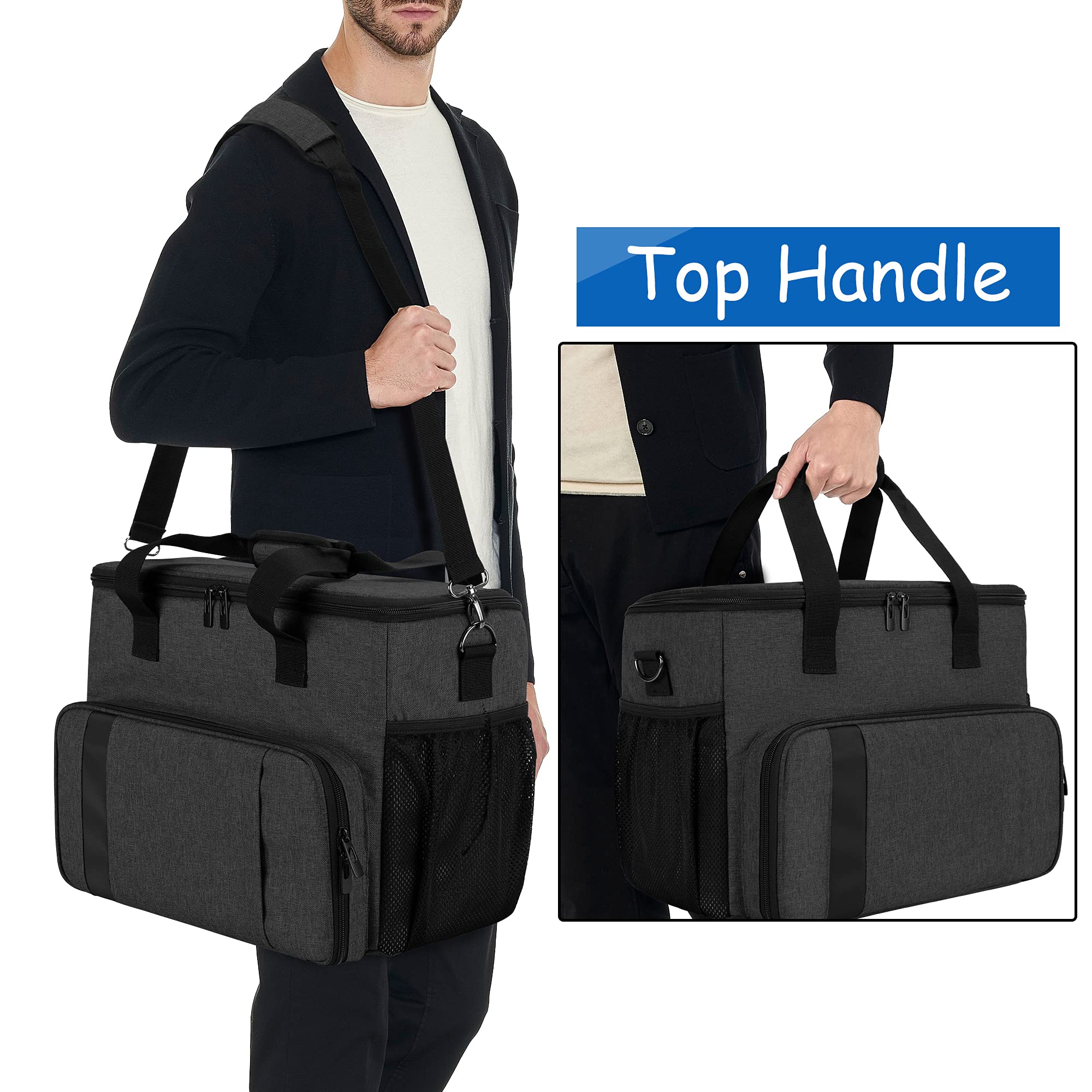 CURMIO Tragetasche für PS5, PS4, PS4 Pro, Xbox Series S, Xbox One and Xbox 360, Tragebare Aufbewahrungstasche für PlayStation Konsole, PS5 Reisetasche für Controller, Kabel (Leere Tasche), Schwarz