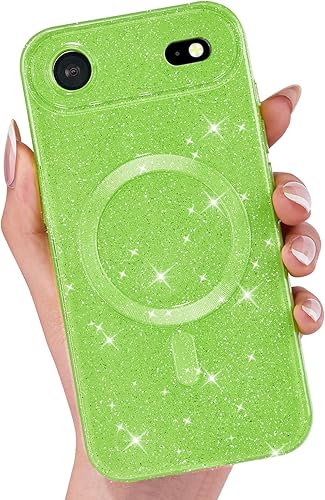 Miniatura 77 de Funda para iPhone 15 Pro con purpurina compatible con Magsafe, funda magnética Mag Safe para teléfono femenina, linda, brillante y bonita para Rosa
