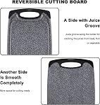 Cutting Boards for Kitchen, Plastic Chopping Board Set of 3 with Non-Slip Feet, Juice Grooves, Easy Grip Handle, BPA Free, Non-Porous, Dishwasher Safe, Multiple Sizes (Black，Grind Function)