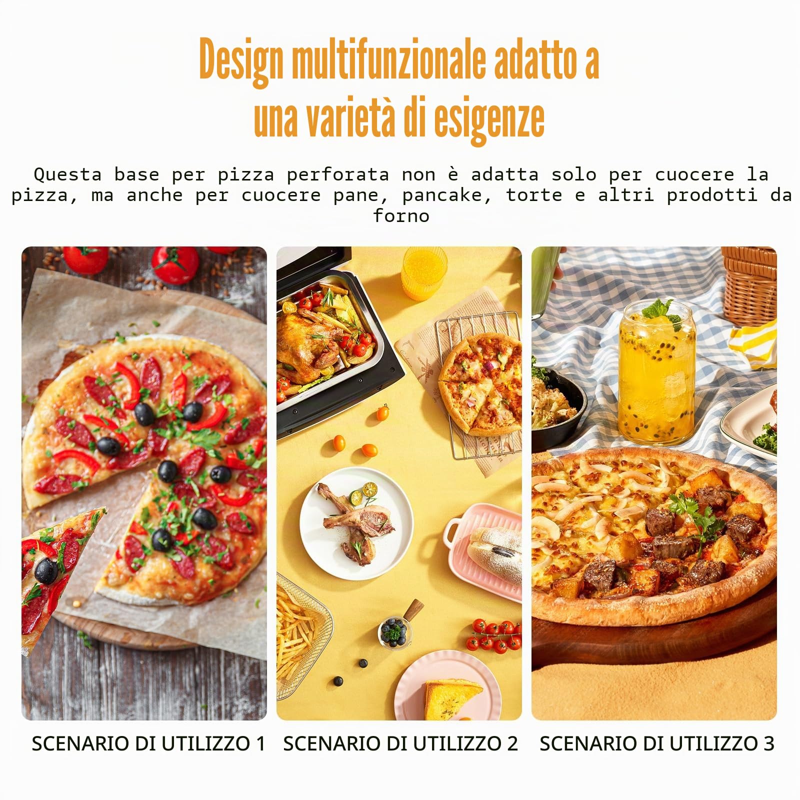HOMURY Pala per pizza perforata con manico staccabile, 30,5 cm (12 pollici), alluminio anodizzato per pizza fatta in casa