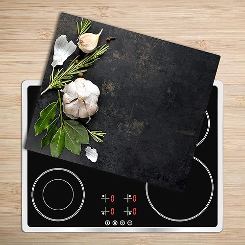 Tabla de cortar de cristal con salpicaduras, 23.62 x 20.47 pulgadas - "Ajo"