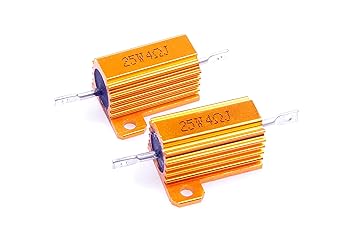 LM YN 25 Watt 4 Ohm 5% Wirewound Resistor Electronic Aluminium Shell Resistor Gold for Inverter LED Lights Frequency Divider Servo Industry Industrial Control 2-Pcs