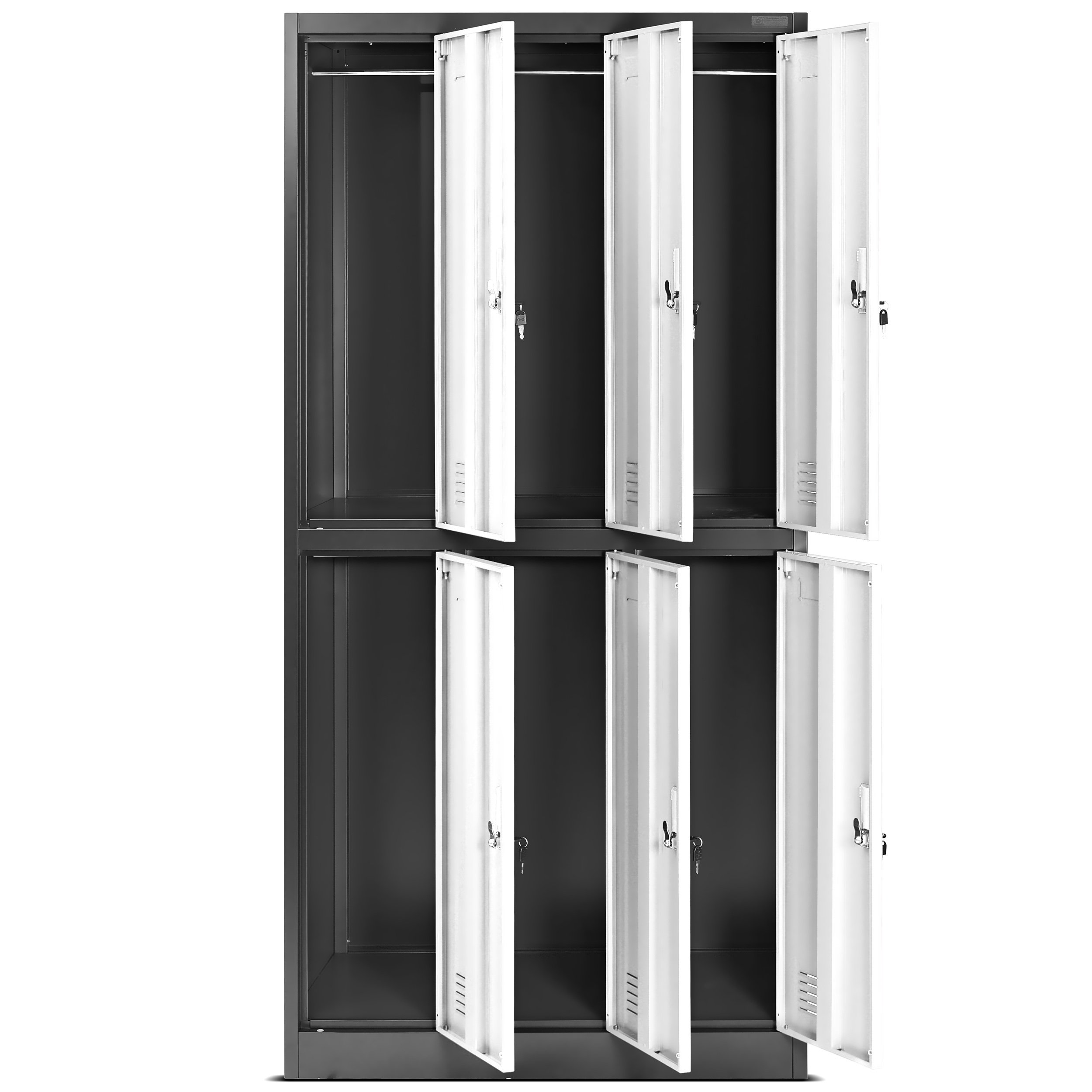 Jan Nowak Armadietto spogliatoio Armadio metallico con 6 Scomparti Fessure di ventilazione Rivestimento in polvere 185 cm x 90 cm x 45 cm (Antracite-Bianco)