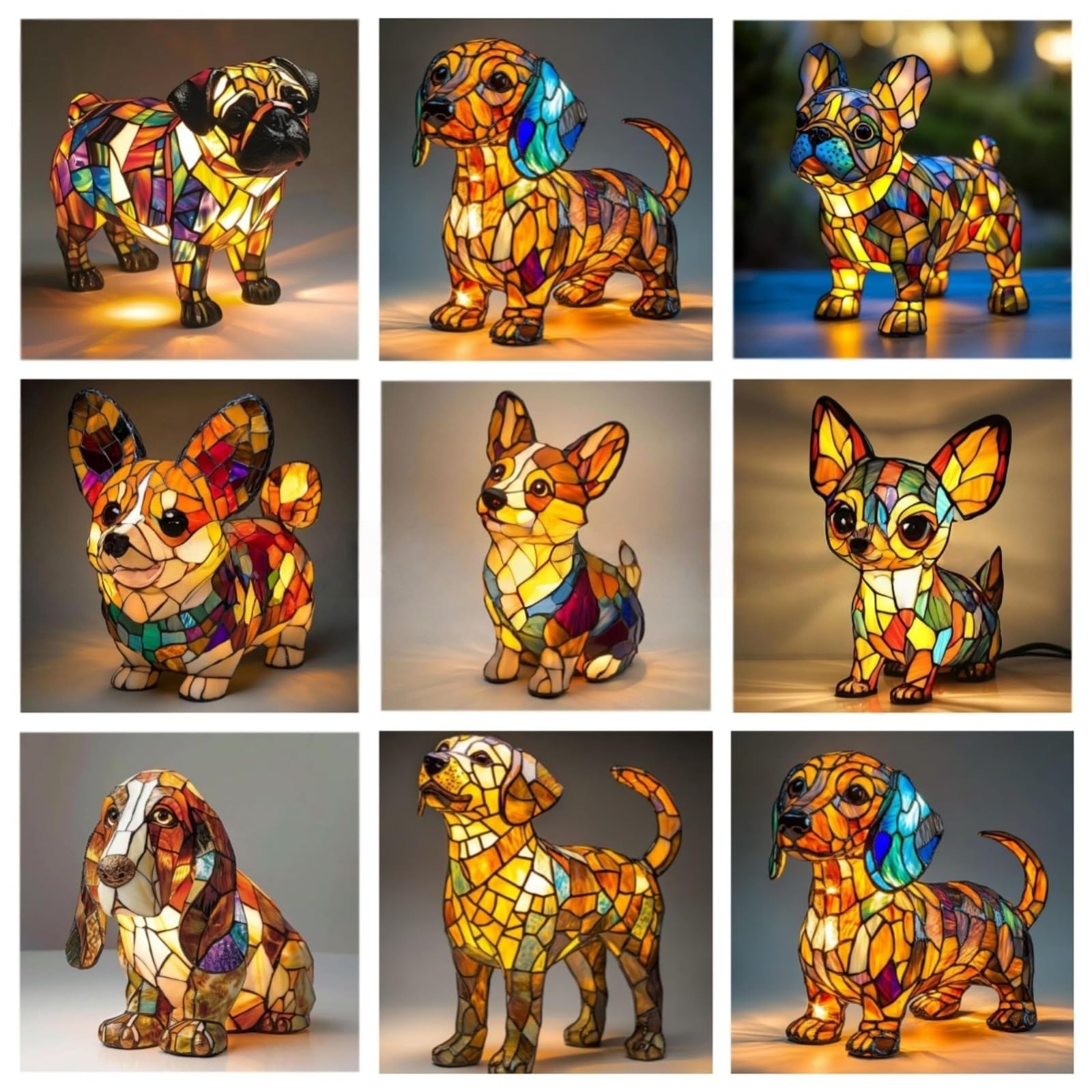Corgi mops lampa nocna z żywicy, urocza lampa stołowa LED do dekoracji biurka, ciepły blask otoczenia, idealny prezent artystyczny dla miłośników psów