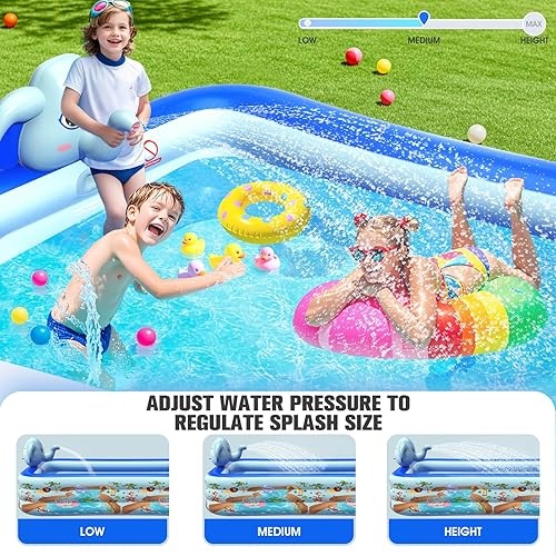 Miniatura 6 de Piscinas inflables con aspersor, piscina inflable de elefante mejorada, piscinas para niños para patio trasero, piscina inflable grande para