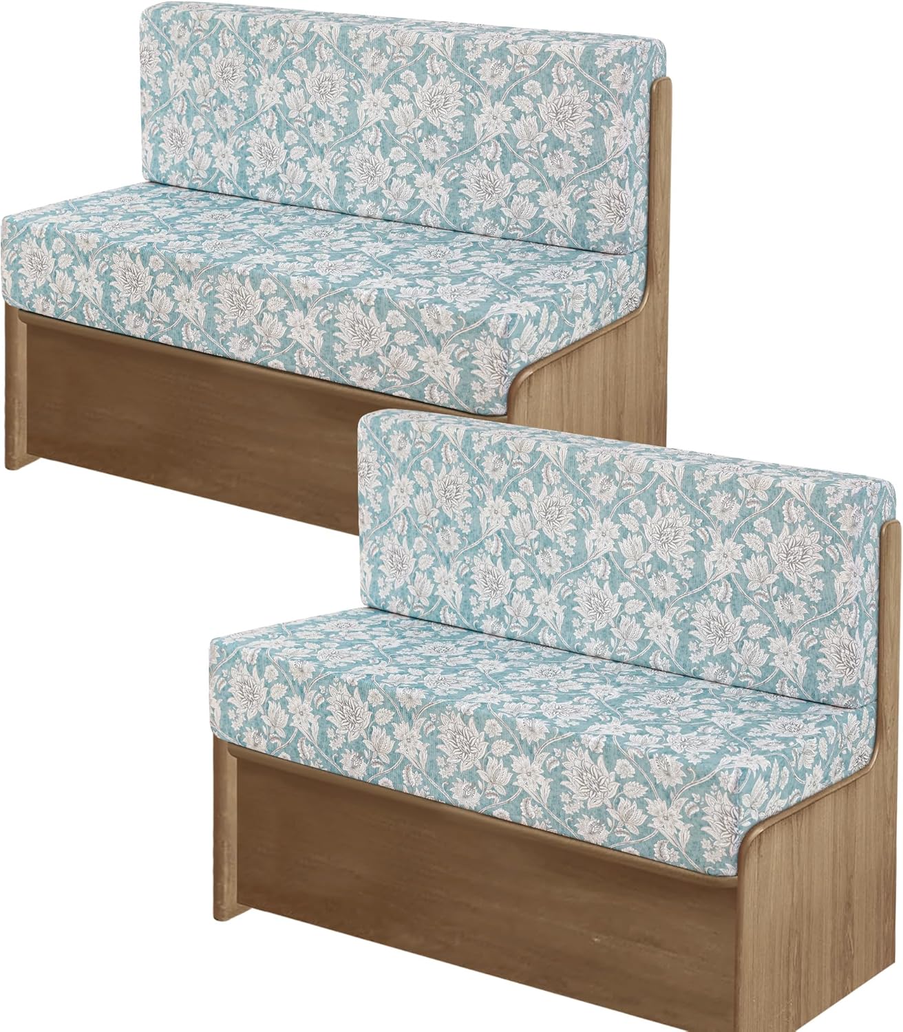 RV Dinette Cushion Covers 2 Sets Stretch Printed Camper Cushions Replacement Cover Washable Couch Cushion Slipcovers for Travel Trailer, Includes 2 Backrest Covers & 2 Bench Covers, Sky Blue