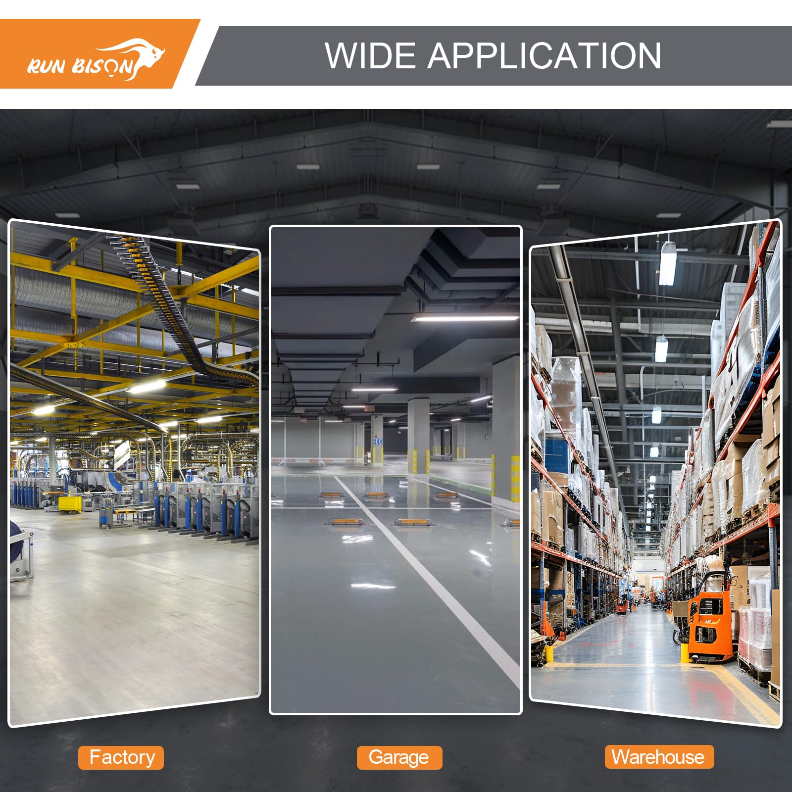 4FT LED Linear High Bay Shop Light with Motion Sensor 300W High Bay Work Light Fixture 40500LM 120-277V — view 8