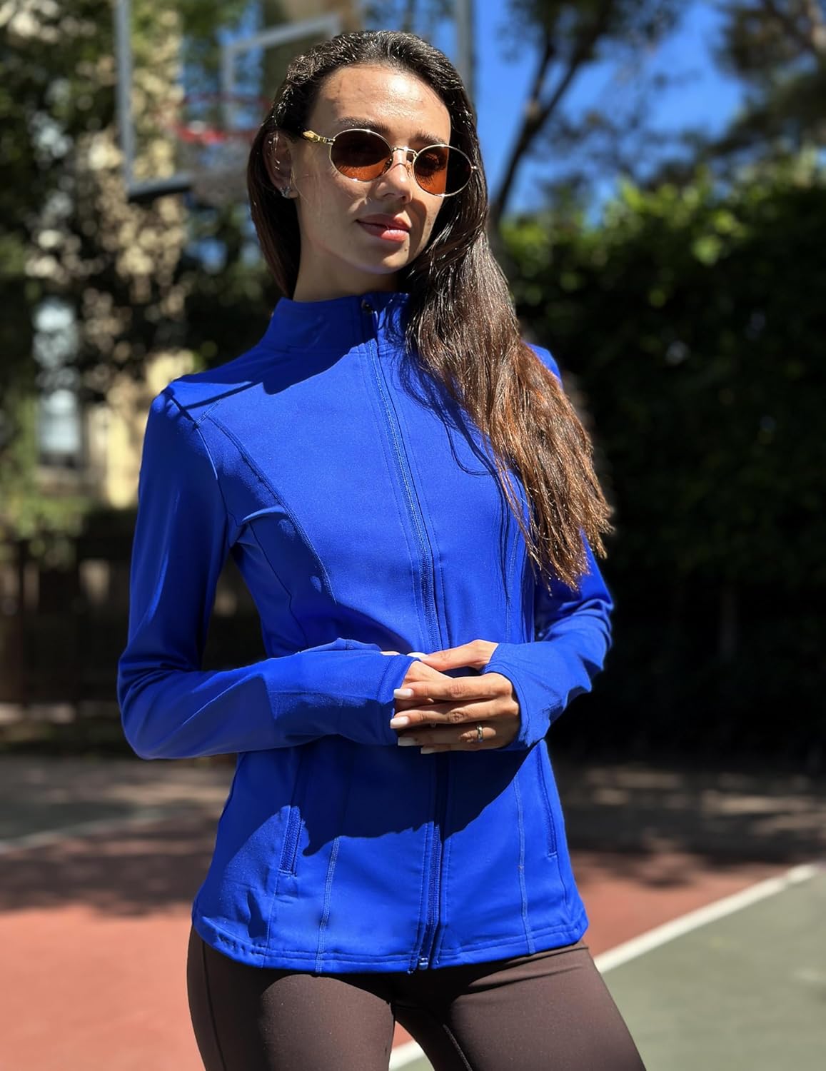 PINSPARK Women's Athletic Jackets Slim Fit Workout Jacket Full Zip Up Running Gym Yoga Sports Tops with Pockets - Image 2