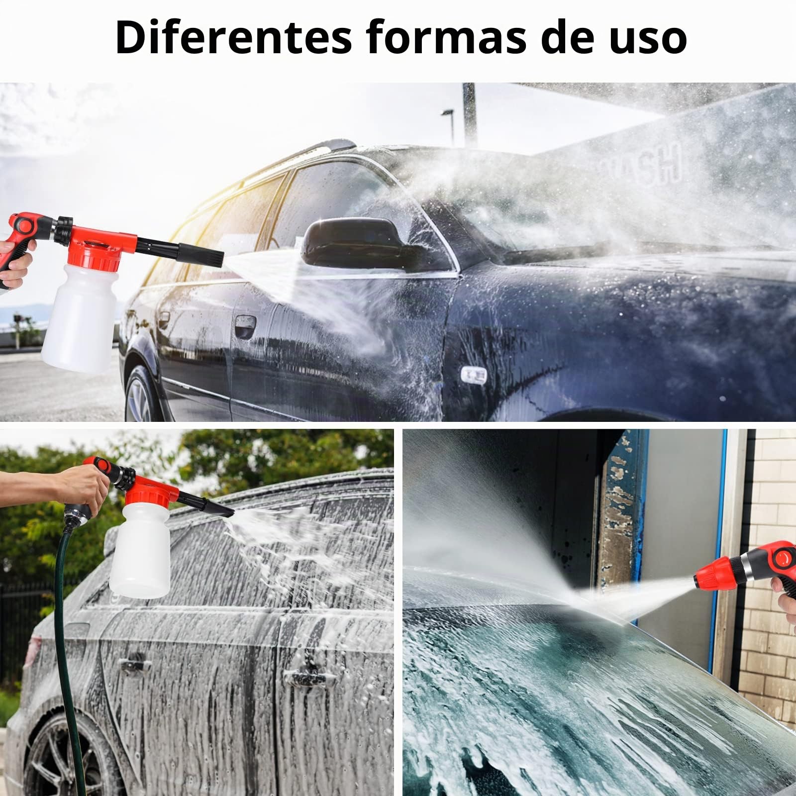 Kit de Limpieza de 35 Piezas para Lavado de Coche, con Pistola de Espuma, pulverizador Plegable, Cepillo de Cubo Grande, Manoplas de Lavado para Interiores y Exteriores, Juego Completo de