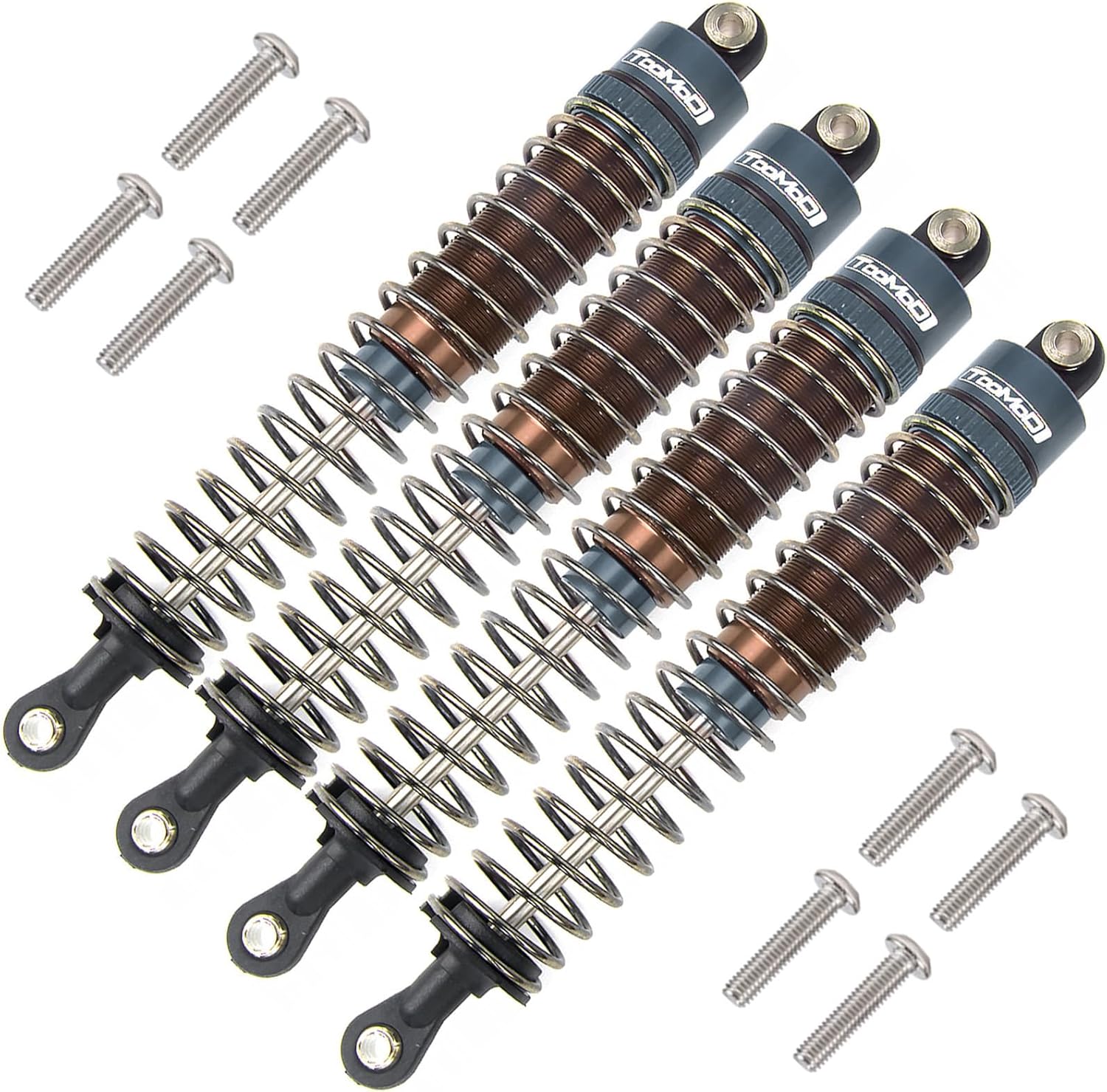 1/10 100mm RC Oil filled Shock Absorbers kit for Tamiya Bullhead SuperClod Buster TRX4 Axial SCX10 D90 Crawler Buggy Car Upgrades Replace Parts (Grey)