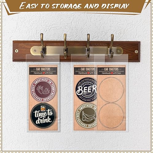 Miniatura 7 de Guiqulai Paquete de 150 posavasos de automóvil para vender espacios en blanco de sublimación, tarjetas con 150 bolsas, posavasos de transferencia de