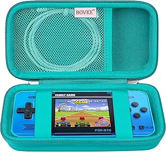 BOVKE Carrying Case for WELLST·G Handheld Game for Kids -Preloaded 220 Retro Video Games, Mini Arcade Electronic Toy Portable Storage Organizer, Extra Mesh Pocket fits Cable, Turquoise (Case Only)