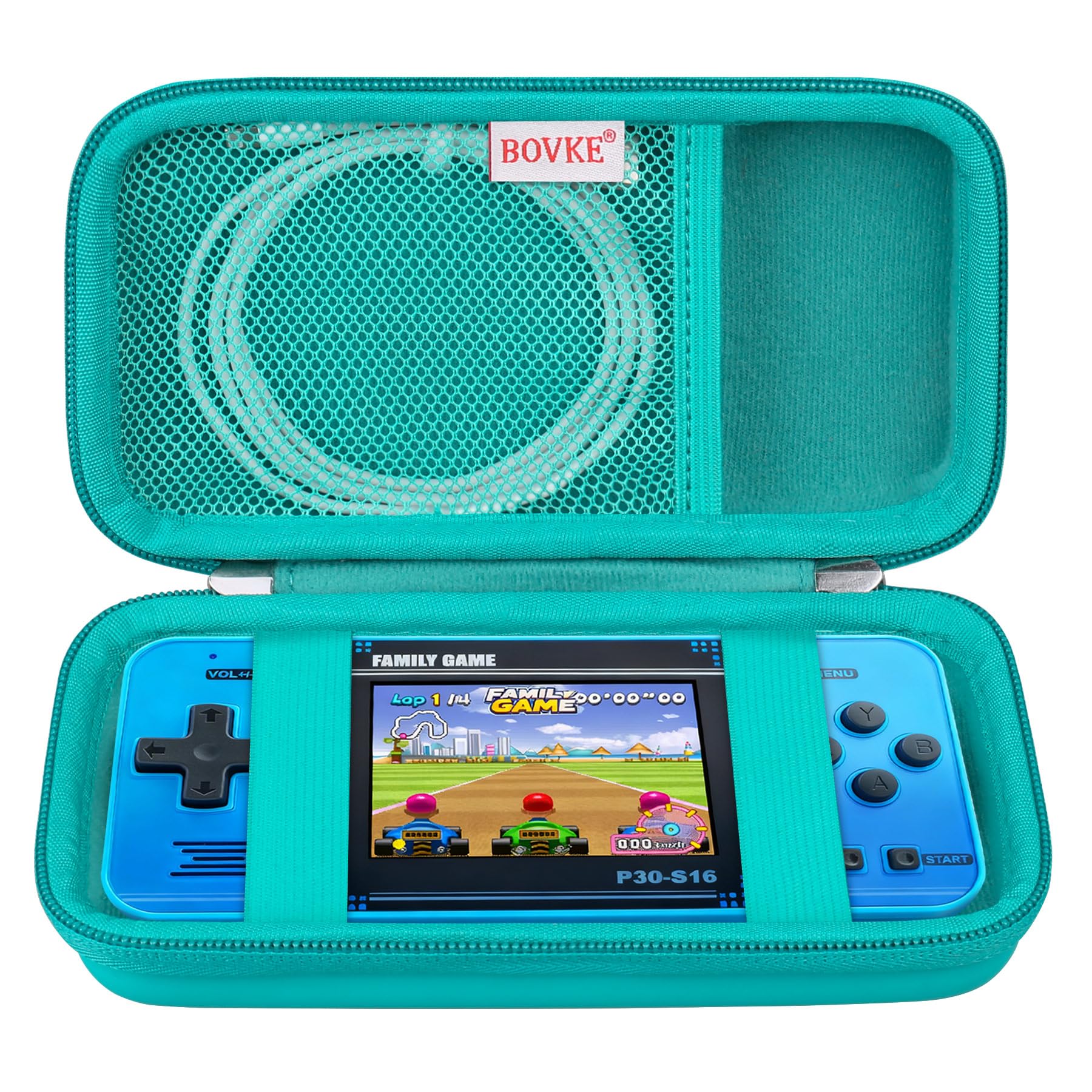 BOVKE Carrying Case for WELLST·G Handheld Game for Kids -Preloaded 220 Retro Video Games, Mini Arcade Electronic Toy Portable Storage Organizer, Extra Mesh Pocket fits Cable, Turquoise (Case Only)