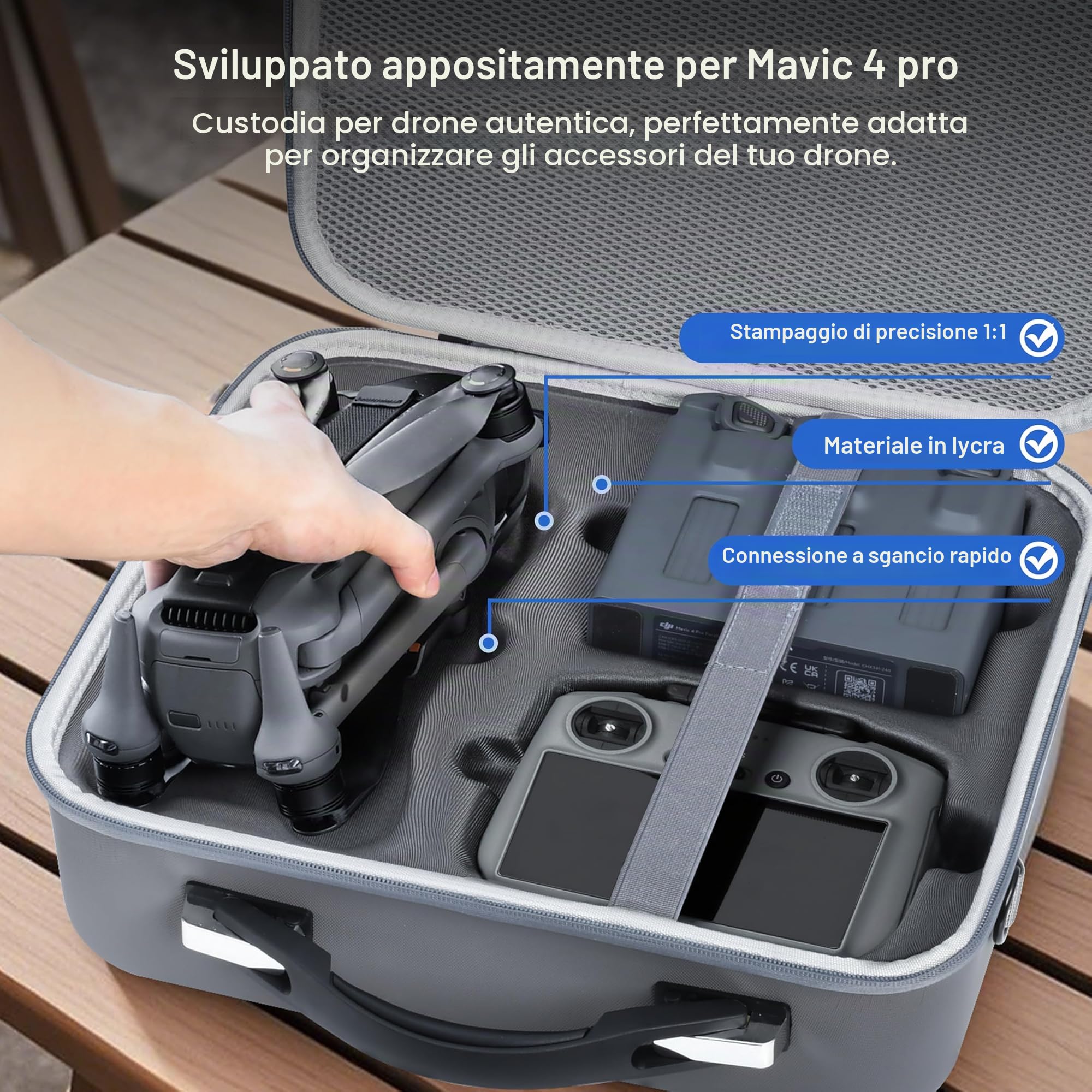 STARTRC PHOTO Custodia per Mavic 4 Pro, custodia in PU per DJI Mavic 4 Pro Fly More Combo con controller RC 2 Custodia da viaggio per DJI Mavic 4 Pro Accessori, stazione di ricarica della batteria
