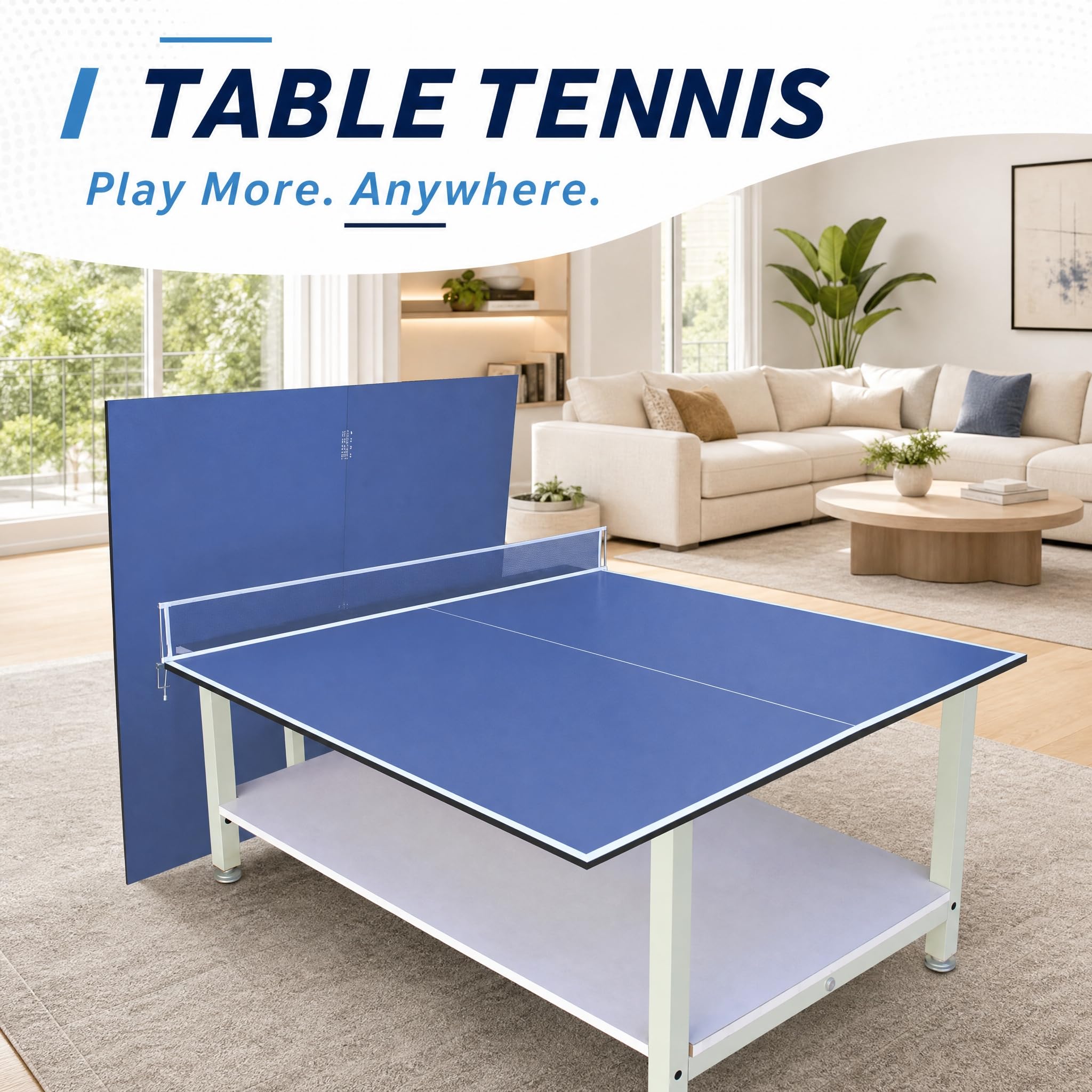 Tavolo da ping pong pieghevole, salvaspazio, resistente alle intemperie, mini tavolo da ping pong pieghevole per esterni e interni, piccolo con supporto