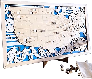 Pro Hockey Stadium Travel Map - Custom Hockey Rink Map Tracker - Hockey Arena Tracker Map - Ice Hockey Stadium Map - Hockey Fan Gifts