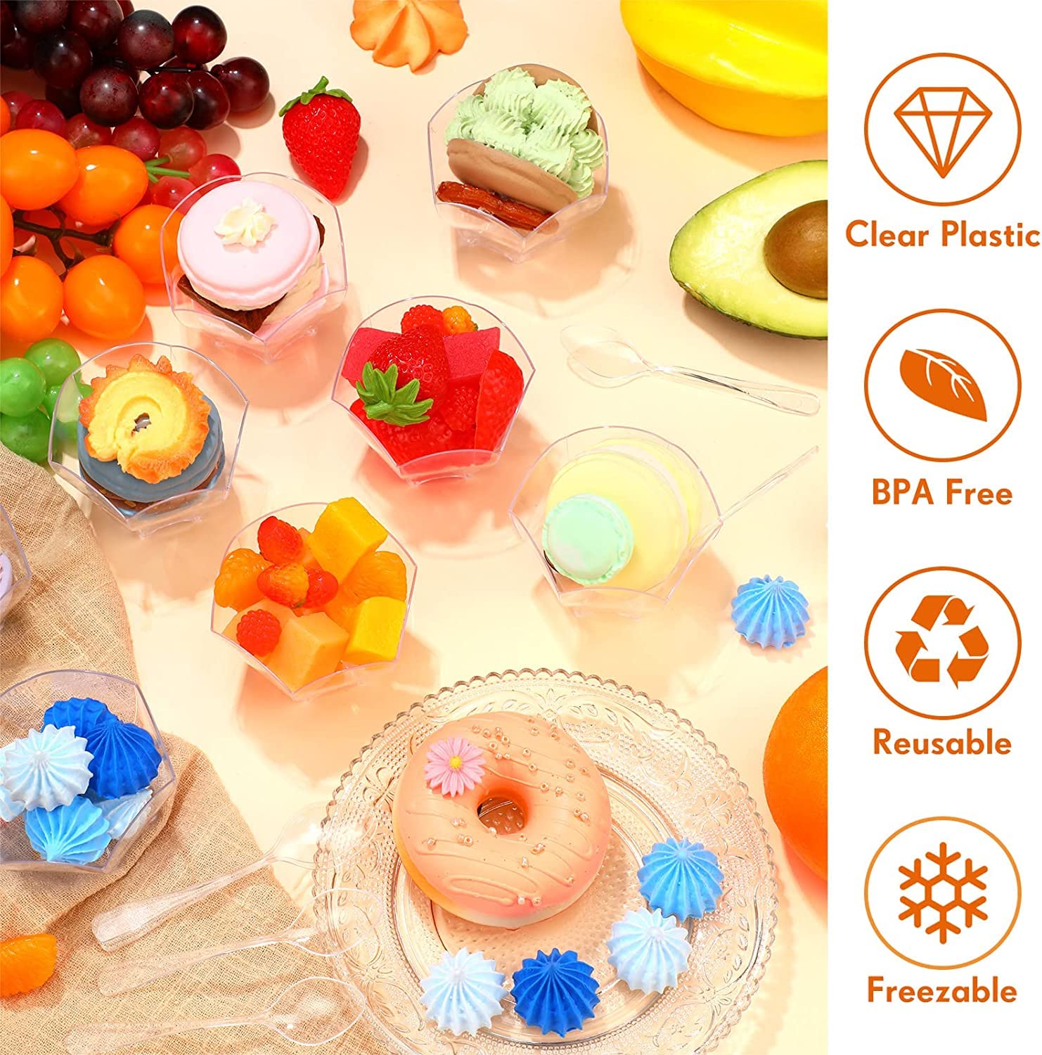 KAHEIGN 100Pcs Plastic Dessert Cups - Image 2