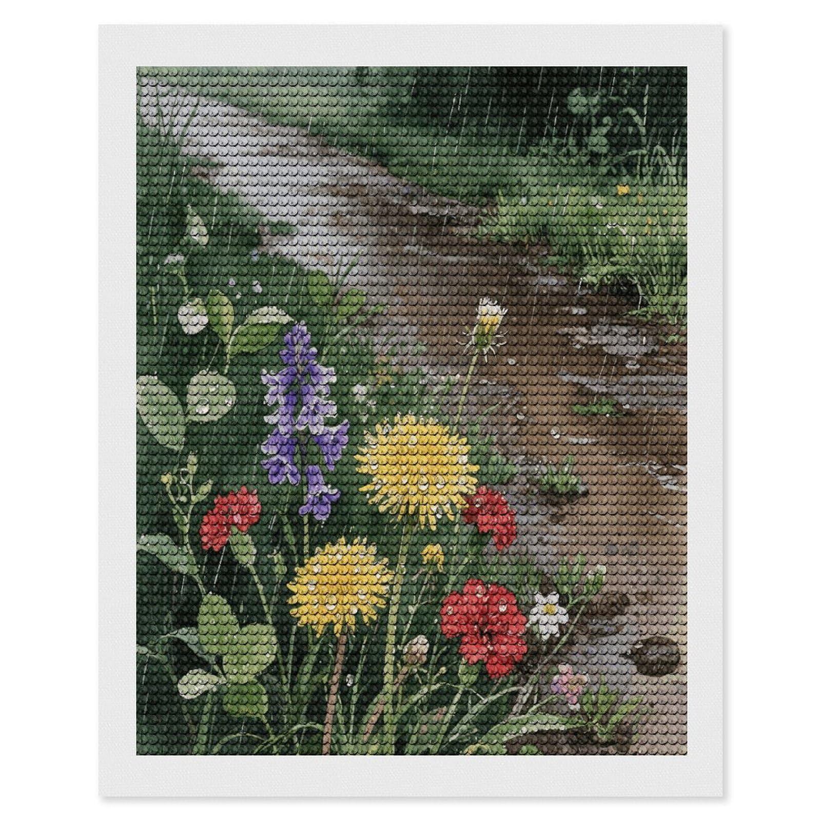 FekiLoot Wildflowers Daisy Paint by Numbers Kit for Adults Beginner DIY Diamond Dots Paintings Round Full Drill Diamond Art Kits Picture Diamond Art Painting Kits for Home Decor 16"x20"