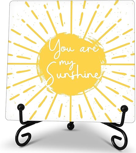 Letrero de madera con soporte de caballete de metal, placa de madera bohemia con sol, decoraciones inspiradoras para el hogar, dormitorio,