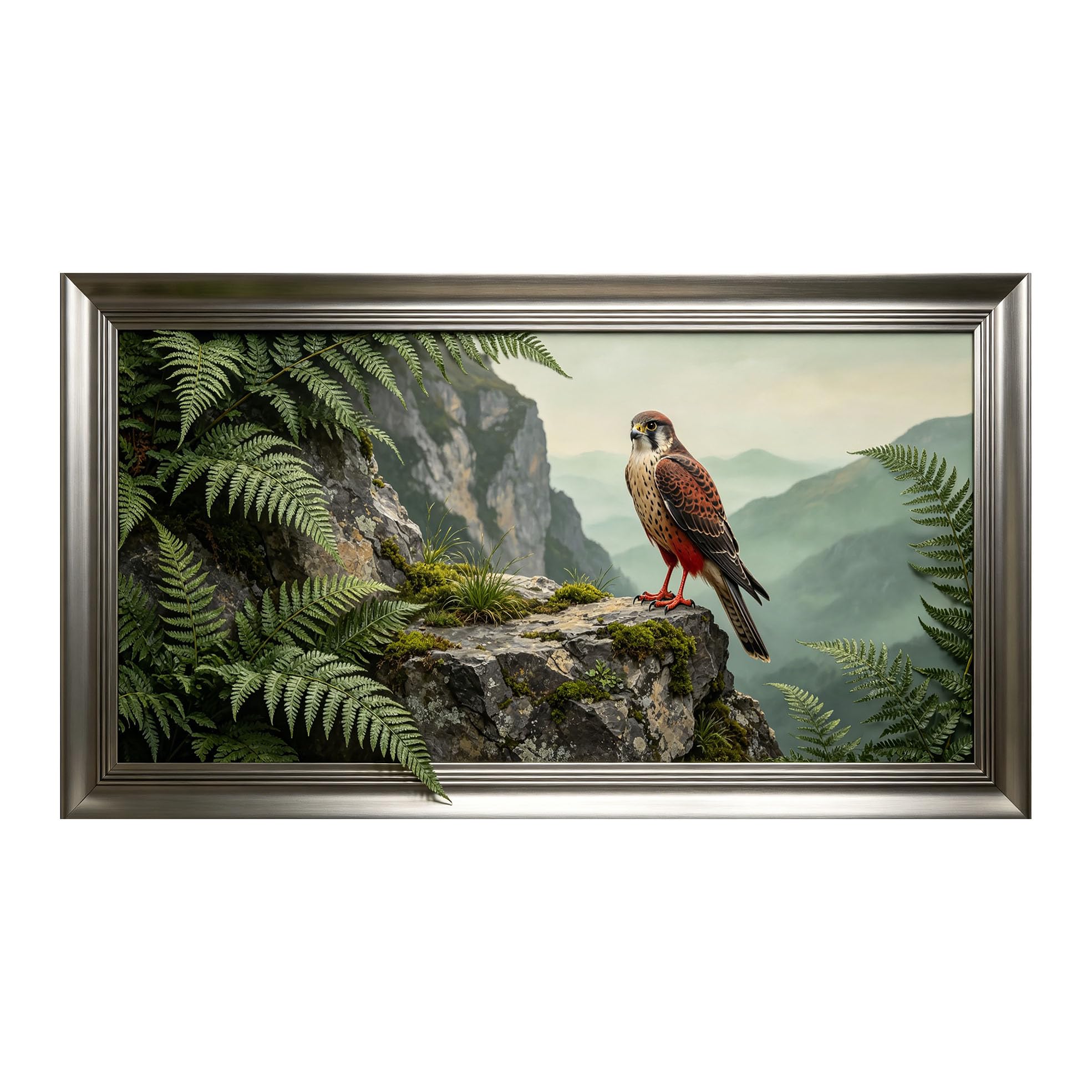 Yzpallescene 3D 3D Framed Wall Art 50cm×90cm Mountain Falcon Landscape Realistic Oil Painting Large Size SelfAdhesive Removable Wall Decor Prints Artwork for Living Room Bedroom Office