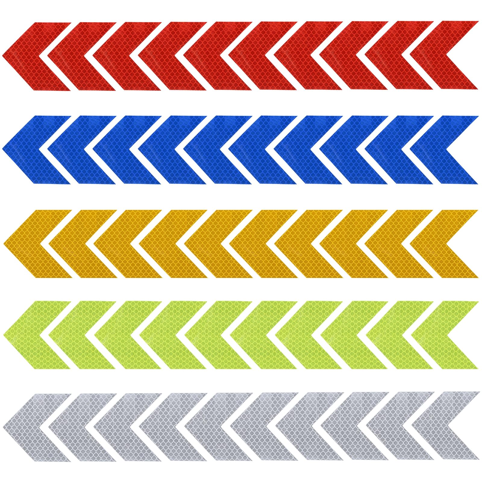 PATIKIL Arrow Reflective Stickers, 50 Pack 2.6" High Visibility Waterproof Warning Safety Sticker Outdoor Reflectors for Bikes Motorcycles Helmets, 5 Colors