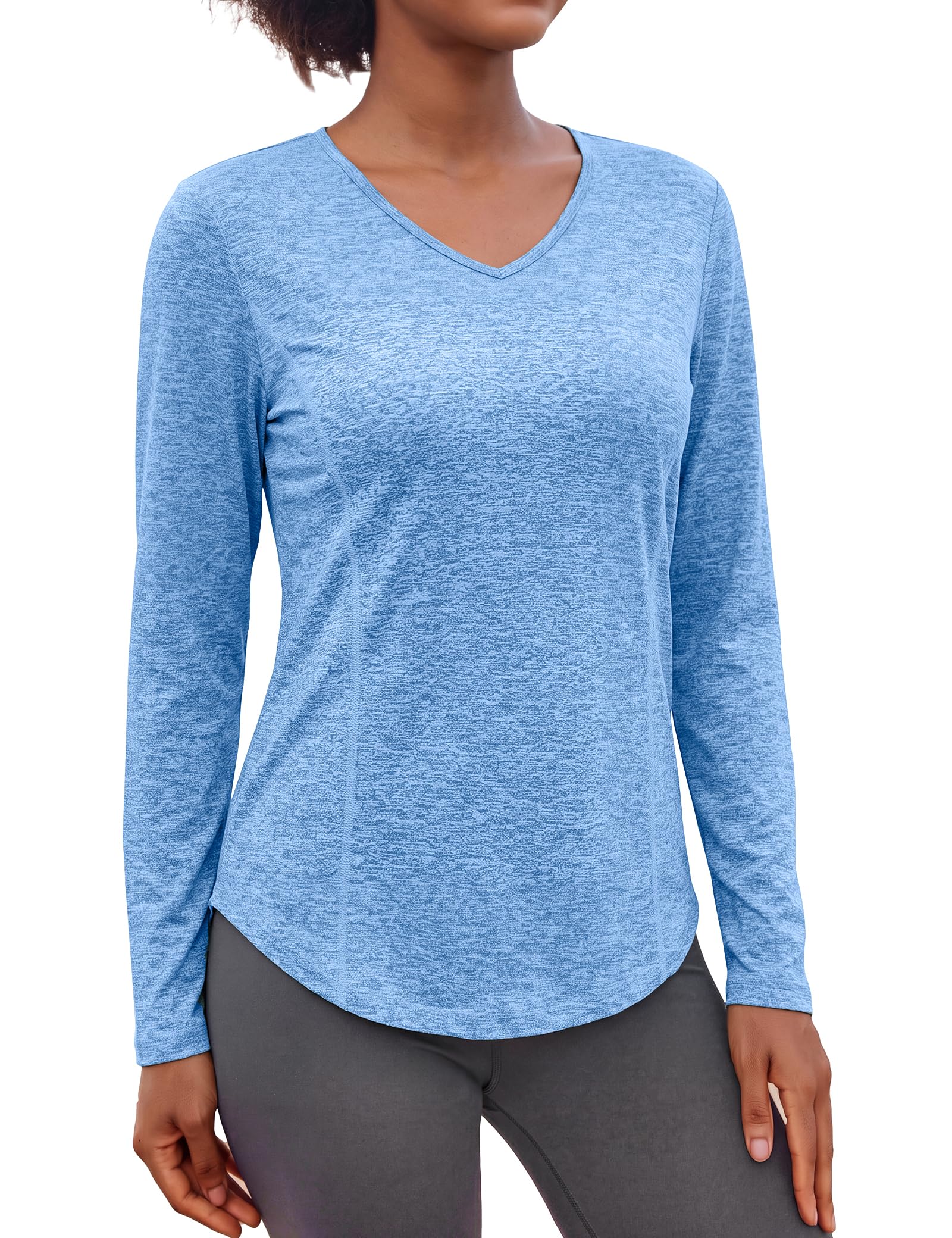 Gyabnw Damen Sport Langarmshirt Fitness Funktionsshirt Laufshirt | Atmungsaktives Meshmaterial, Schnelltrocknend und Atmungsaktiv, Für Fitness Yoga Laufen und Outdoor